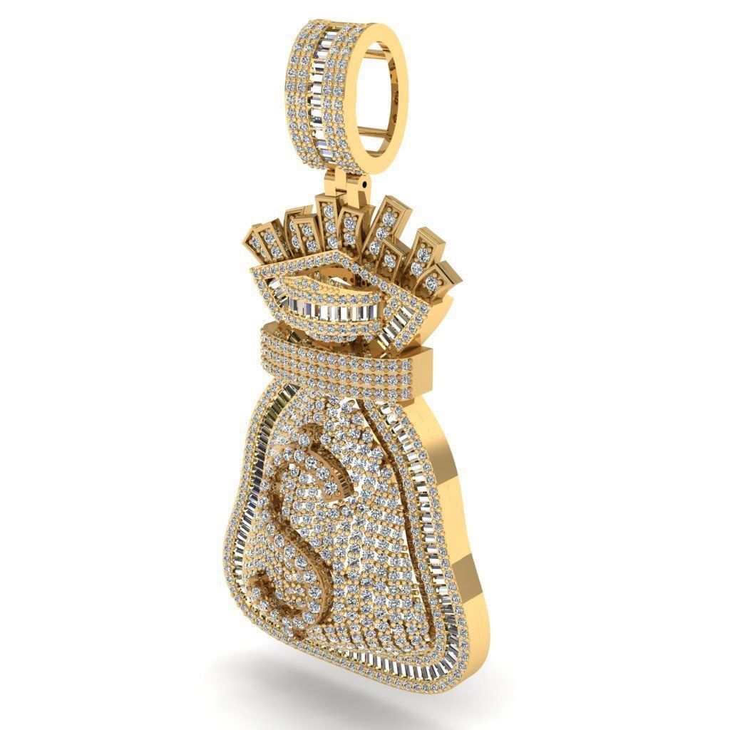 money bag pendant 3D print model_5