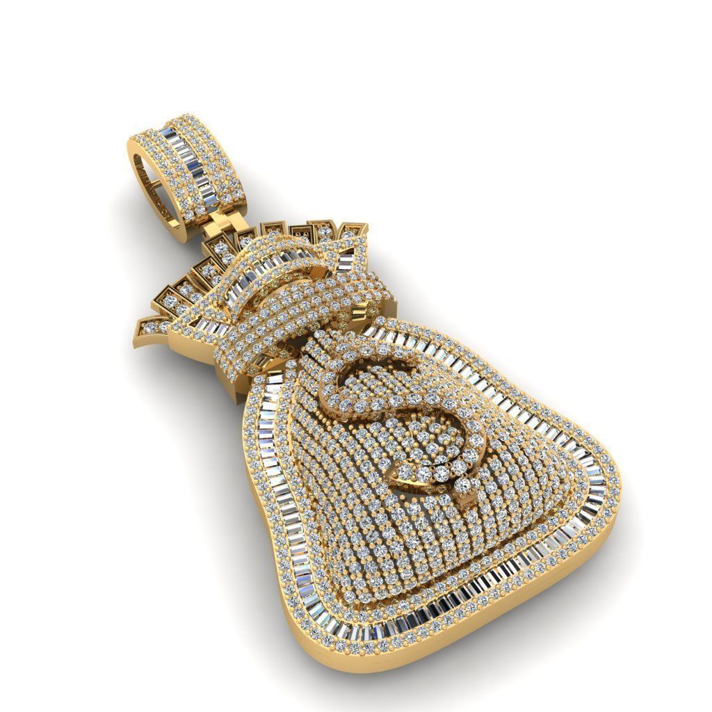 money bag pendant 3D print model_1