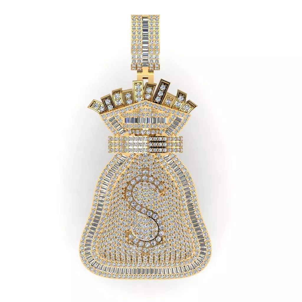 money bag pendant 3D print model_0