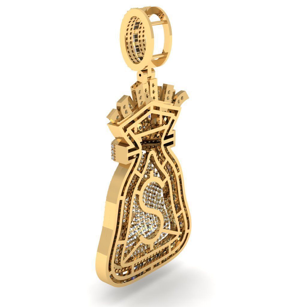 money bag pendant 3D print model_7