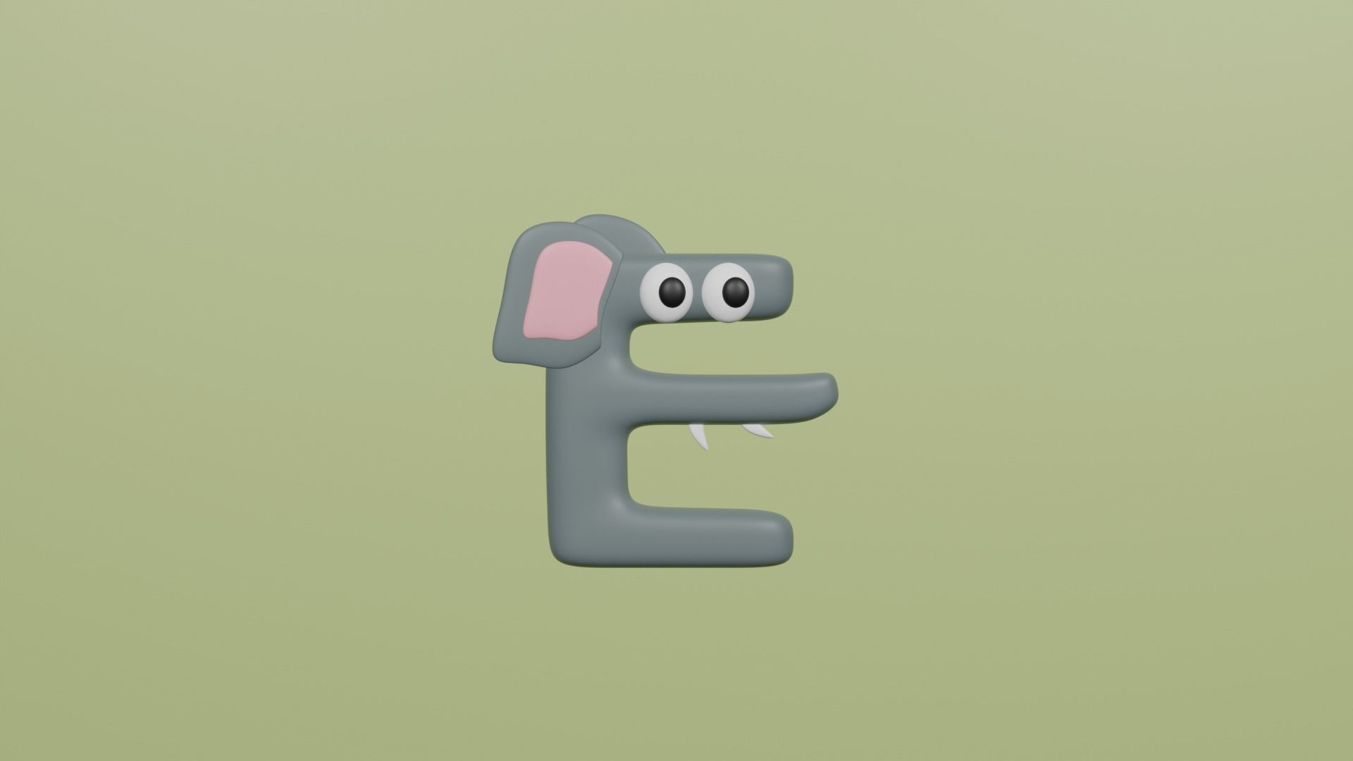 Cartoon Animal Alphabet Low-poly 3D model_5