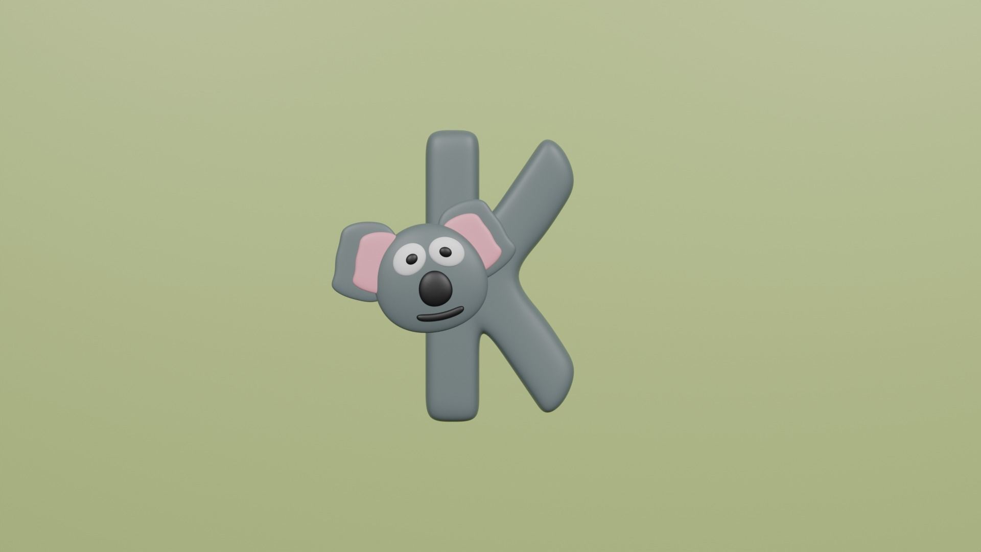 Cartoon Animal Alphabet Low-poly 3D model_11