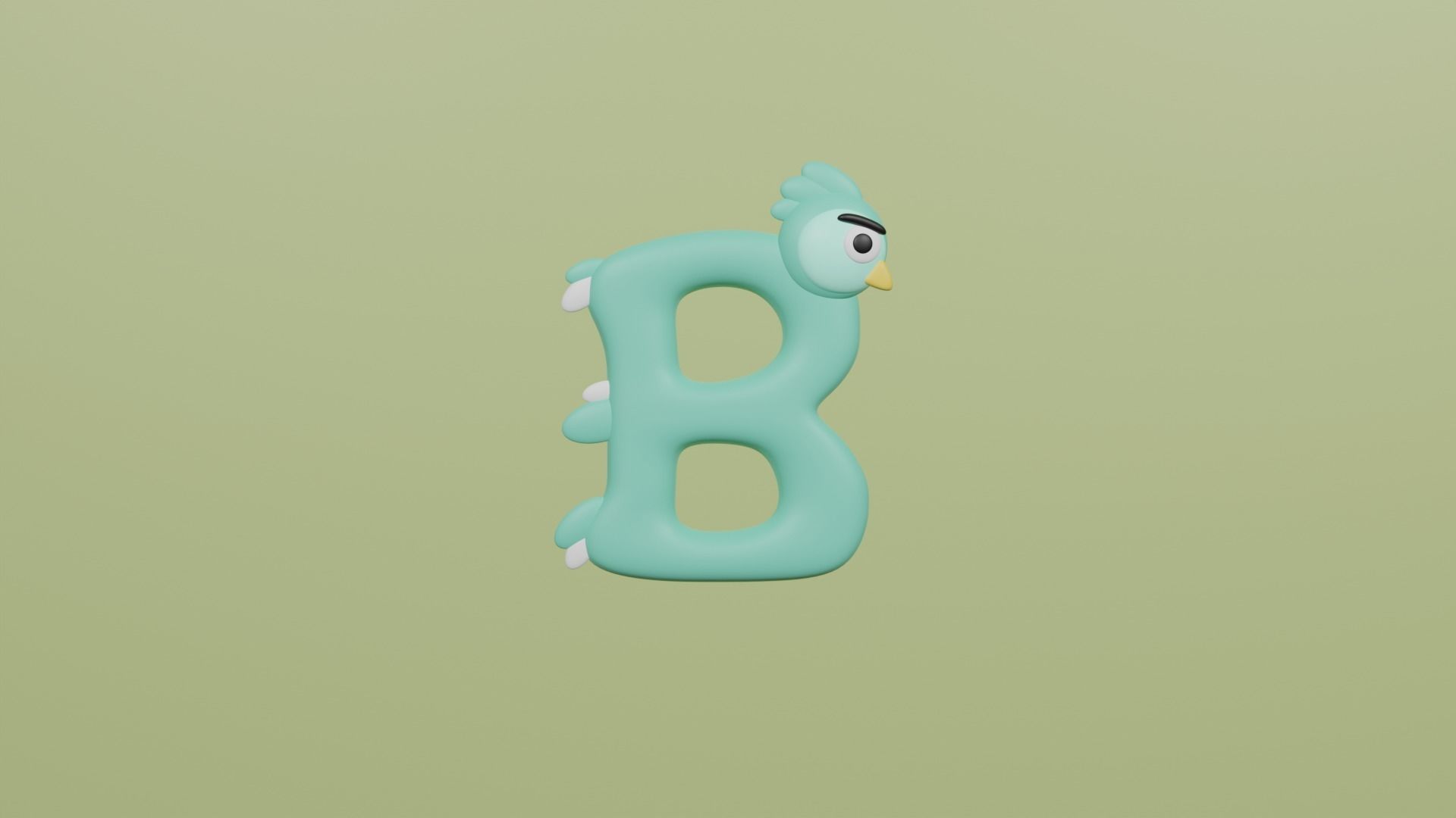 Cartoon Animal Alphabet Low-poly 3D model_2