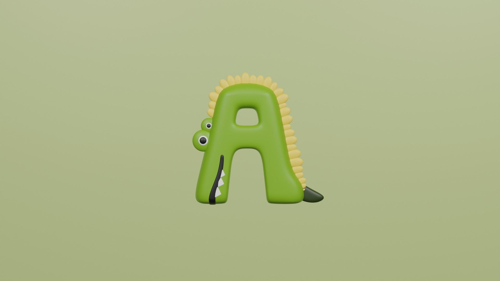 Cartoon Animal Alphabet Low-poly 3D model_1