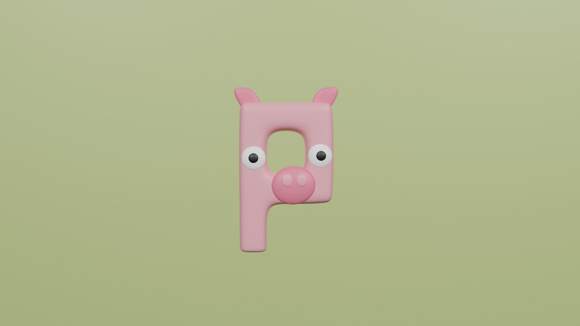 Cartoon Animal Alphabet Low-poly 3D model_16