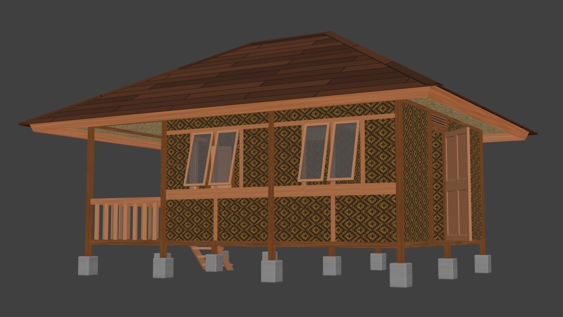 House on stilts 3D model_2