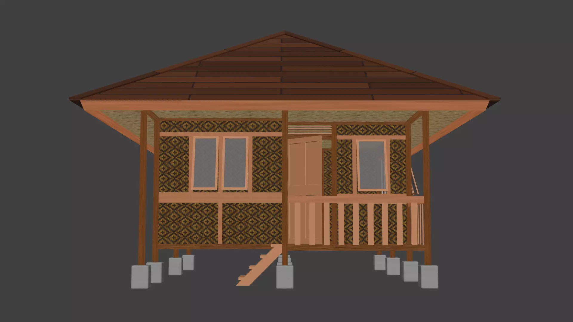 House on stilts 3D model_0