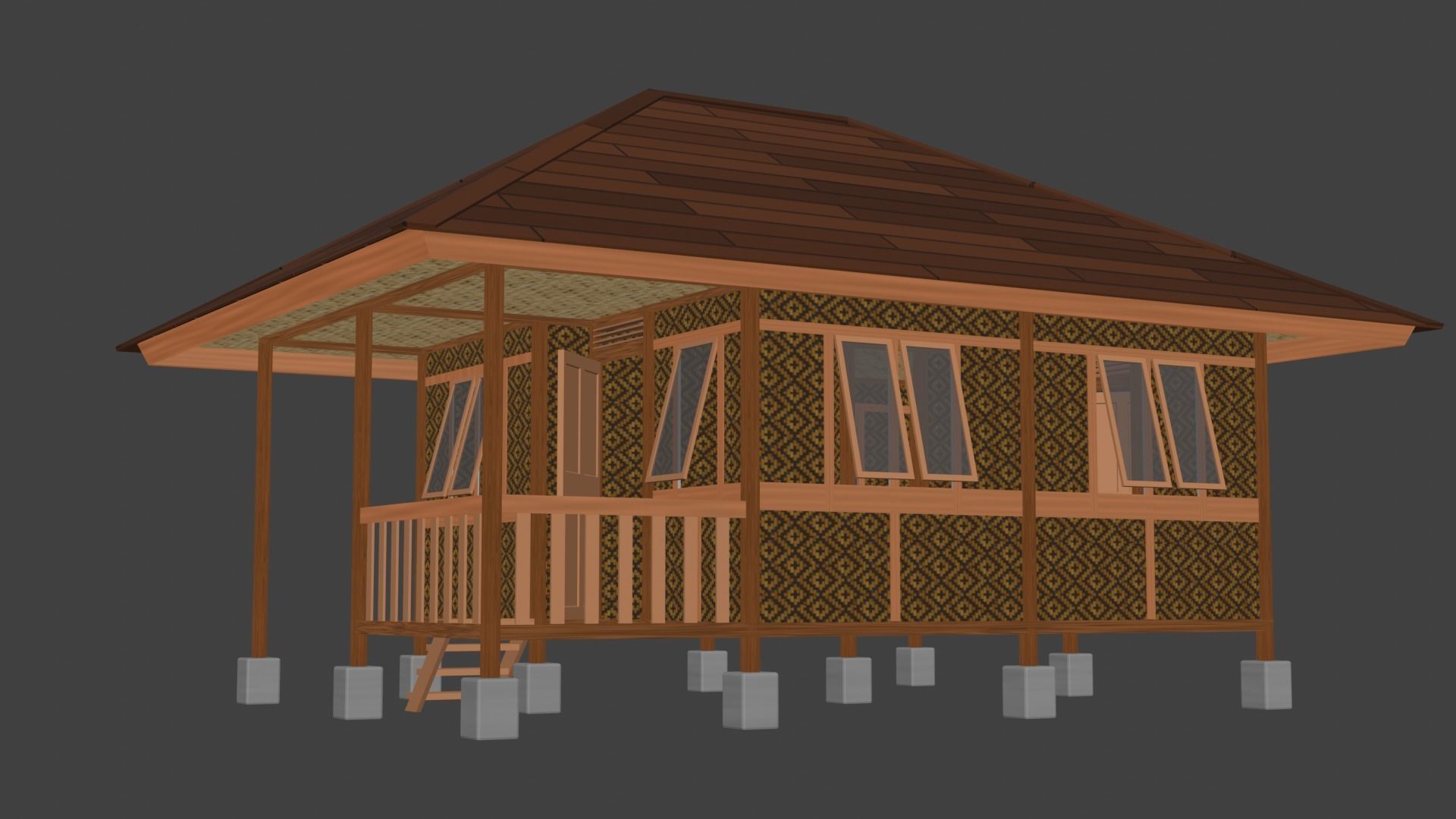 House on stilts 3D model_1