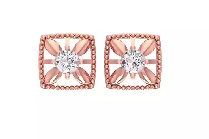 Women Studs Earring 3dm STL OBJ FBX Renders Details