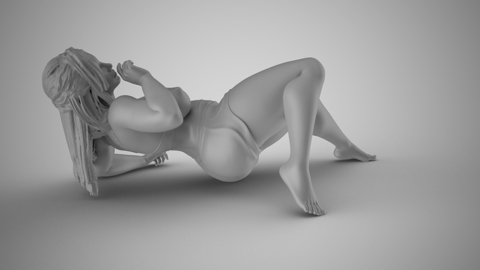 Woman Falling on Her Back 3D print model_3
