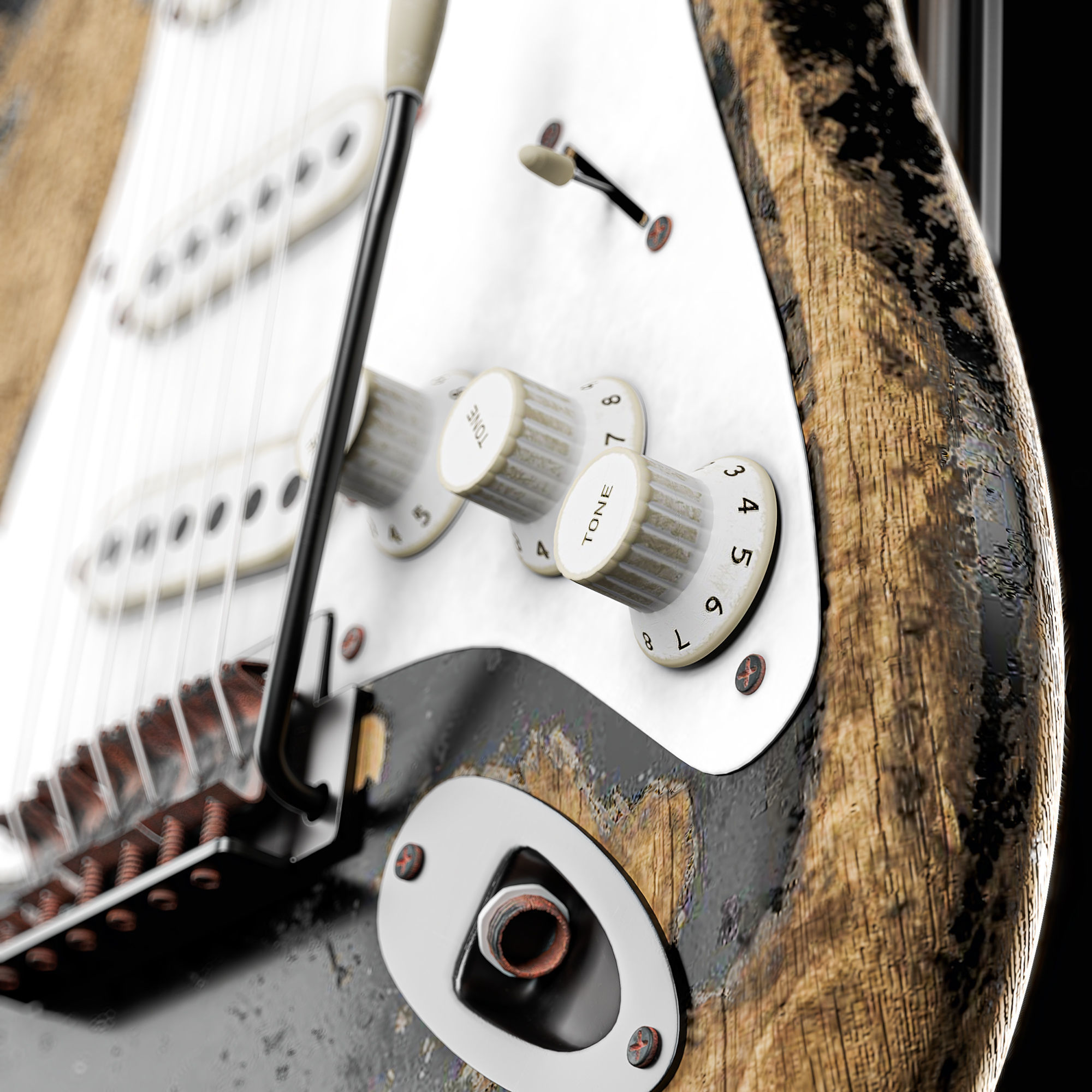 Fender Electric Guitar Custom Vintage And Amplifier Set 3D model_4
