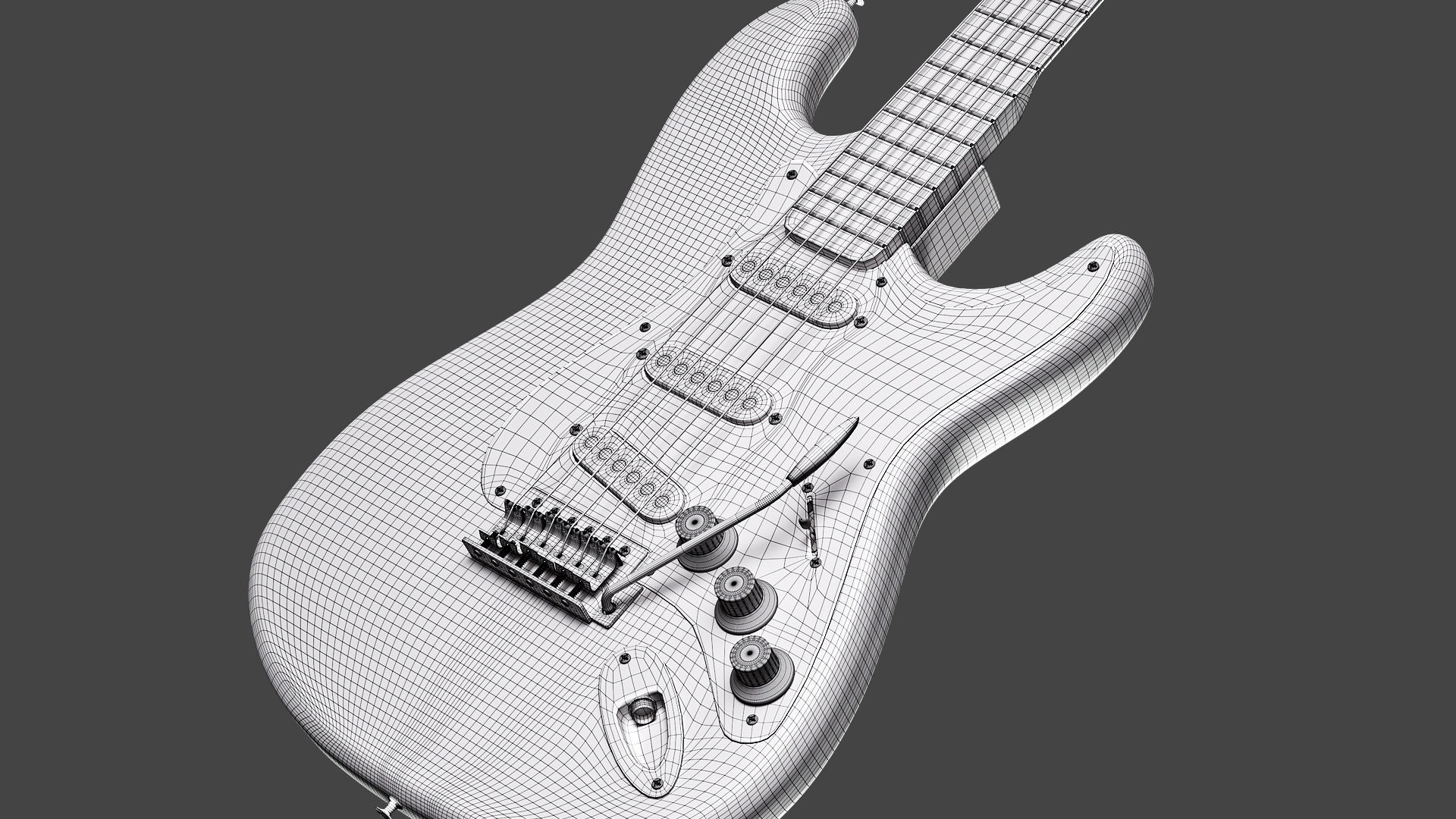 Fender Electric Guitar Custom Vintage And Amplifier Set 3D model_7