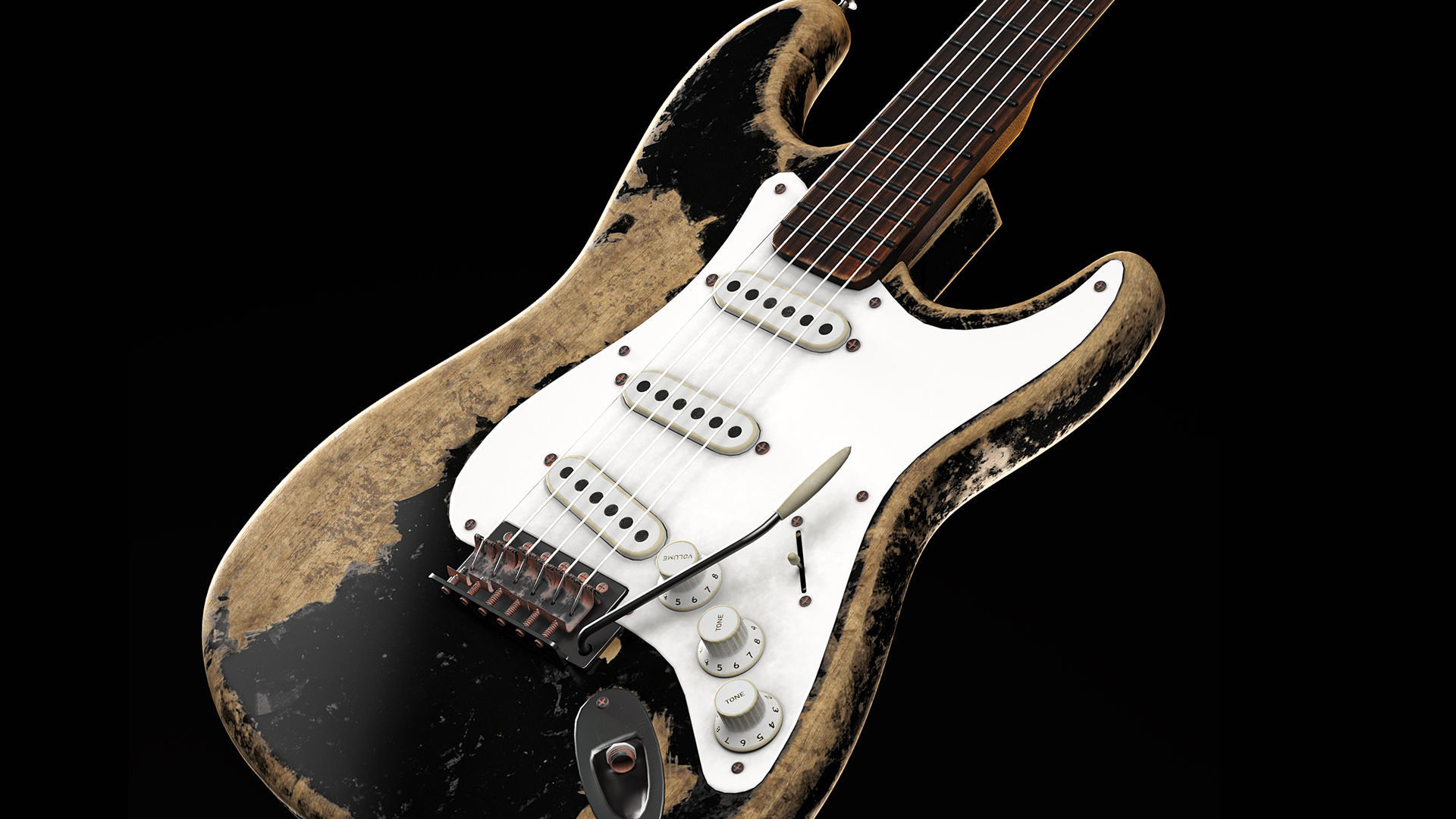 Fender Electric Guitar Custom Vintage And Amplifier Set 3D model_3