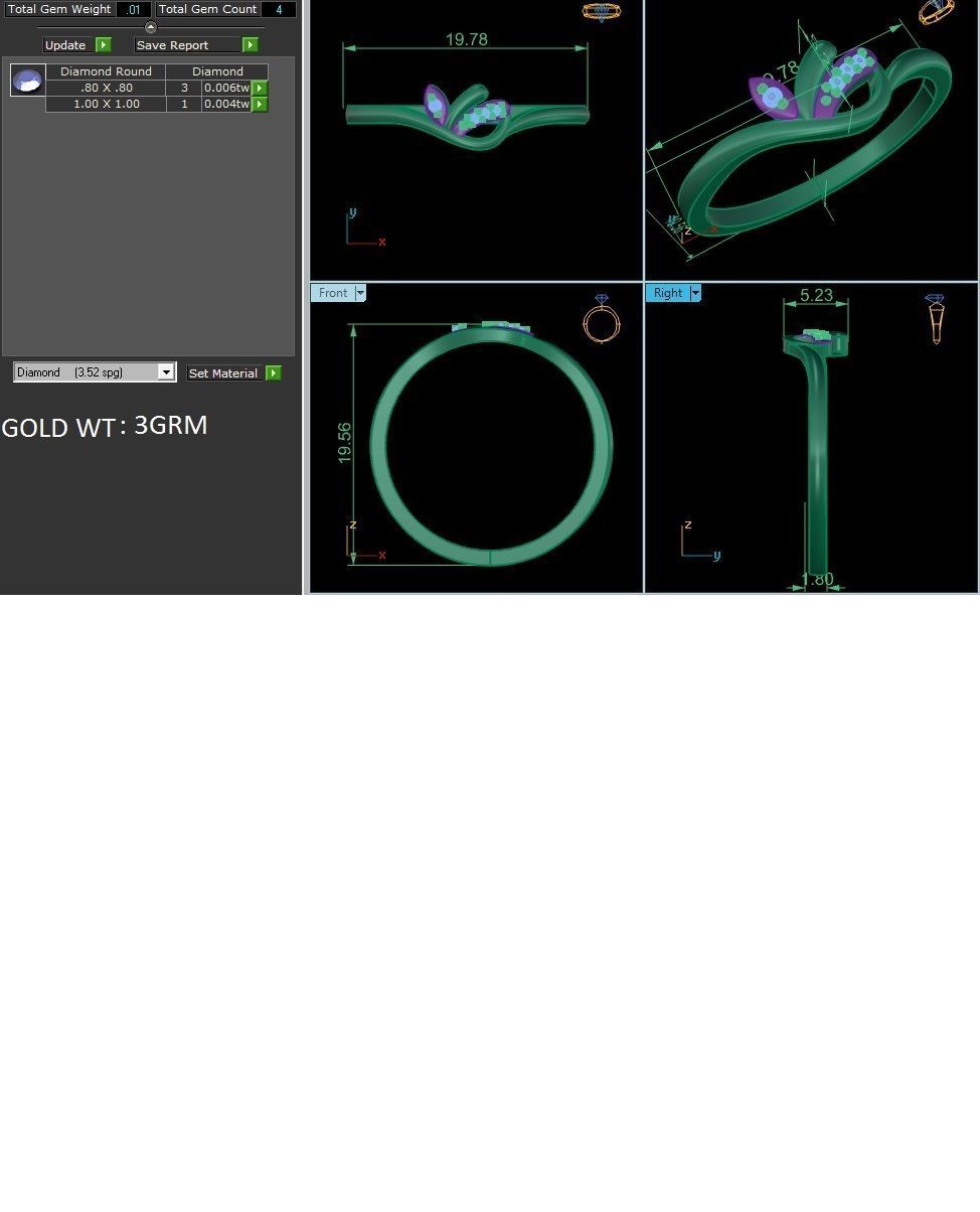 Diamond Ring For Women 3d Print Model 3D print model_3