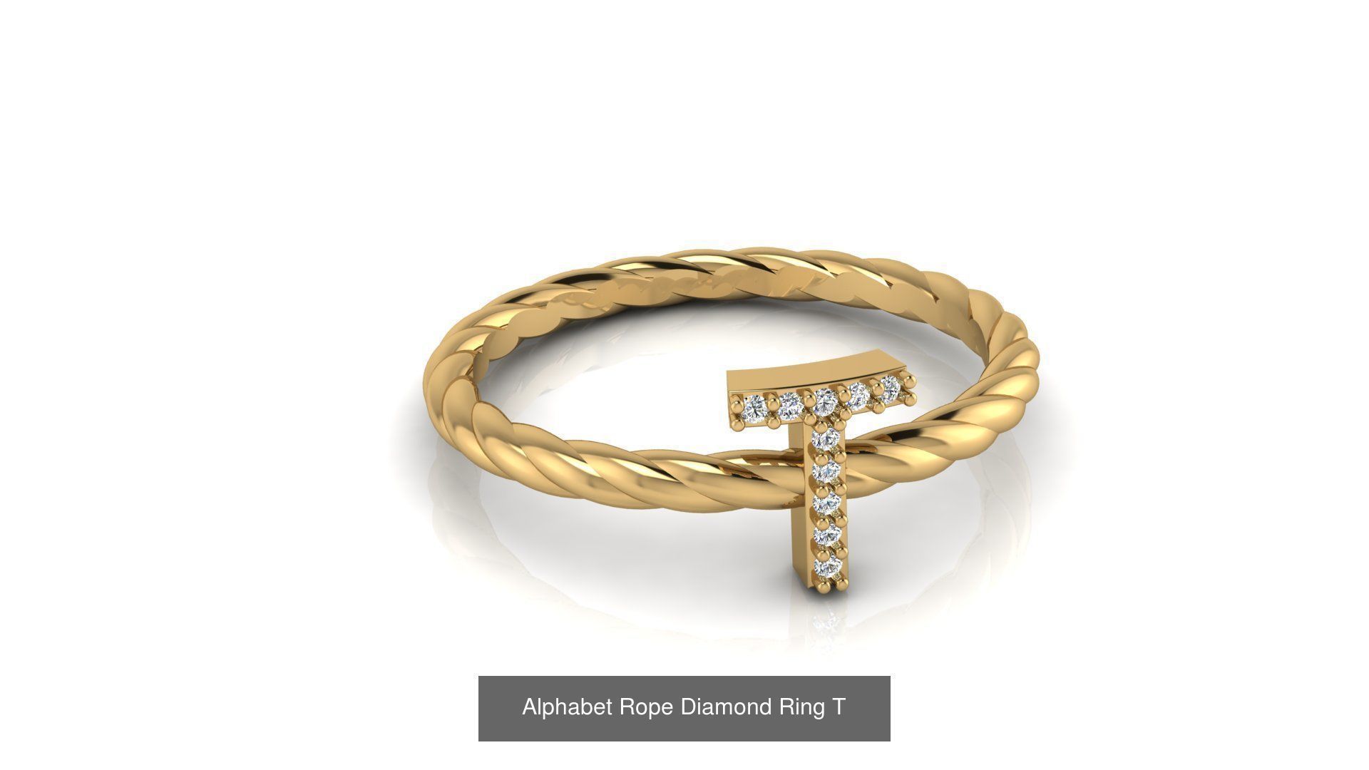 Alphabet Rope Diamond Ring  3D Model Collection_48