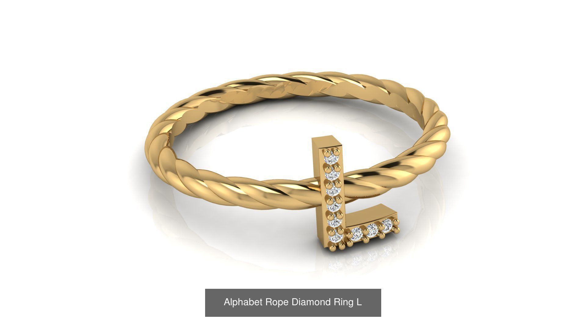 Alphabet Rope Diamond Ring  3D Model Collection_40