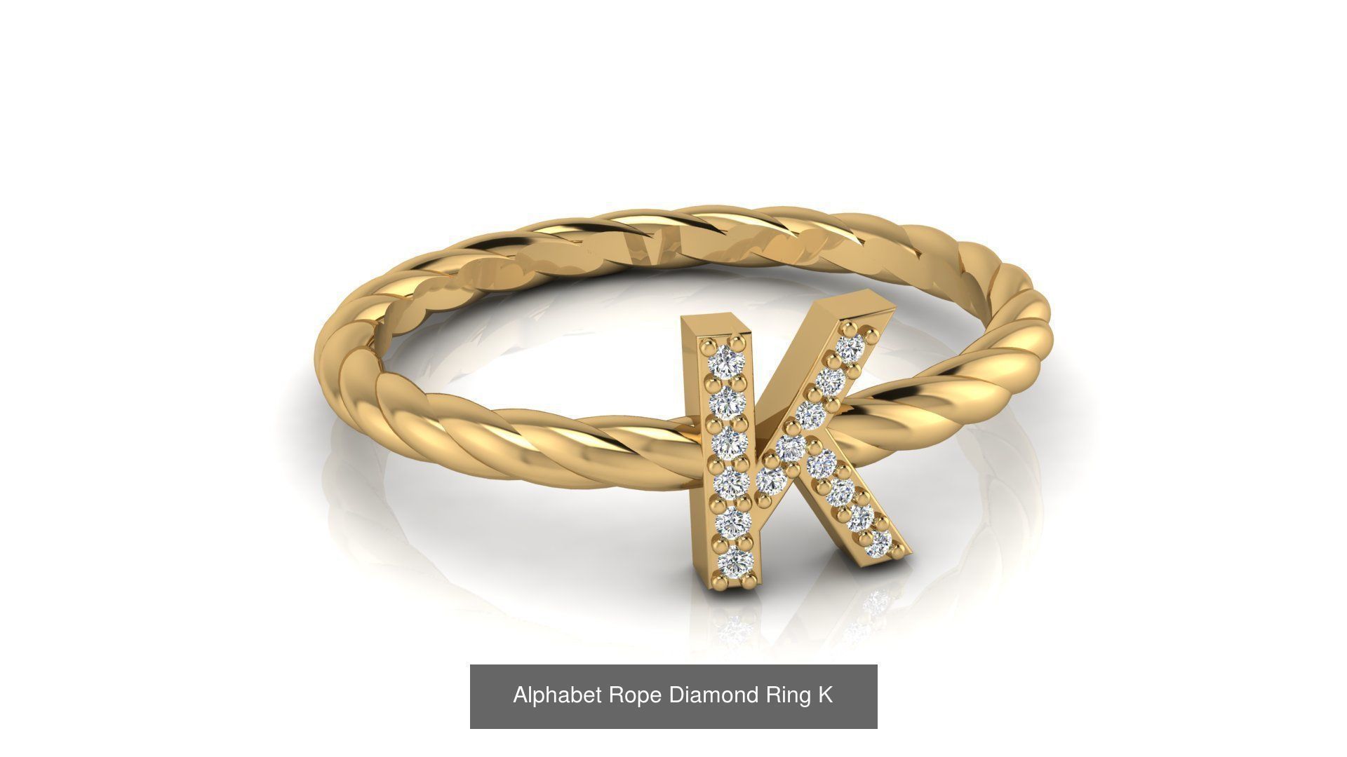 Alphabet Rope Diamond Ring  3D Model Collection_39