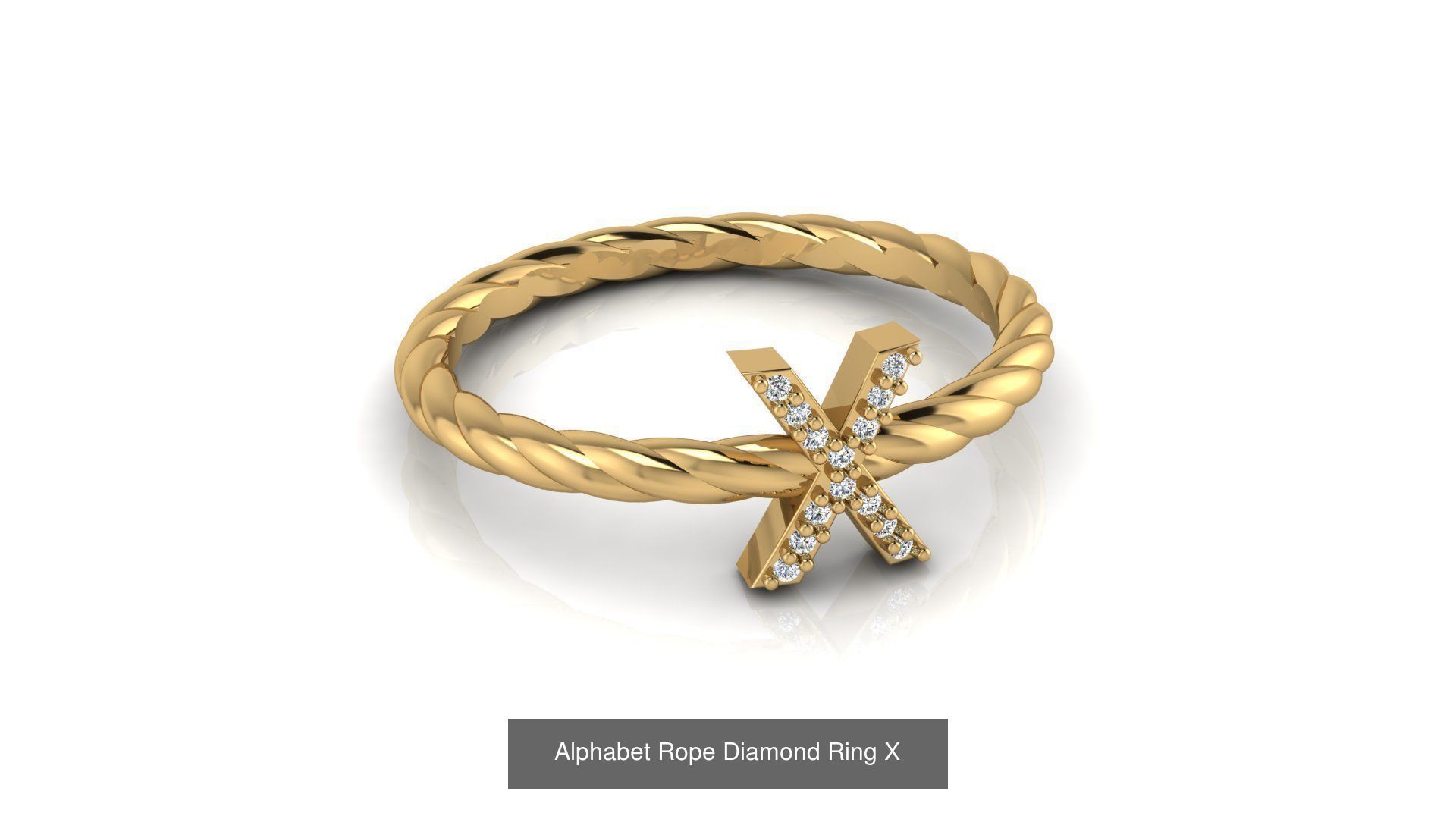 Alphabet Rope Diamond Ring  3D Model Collection_52