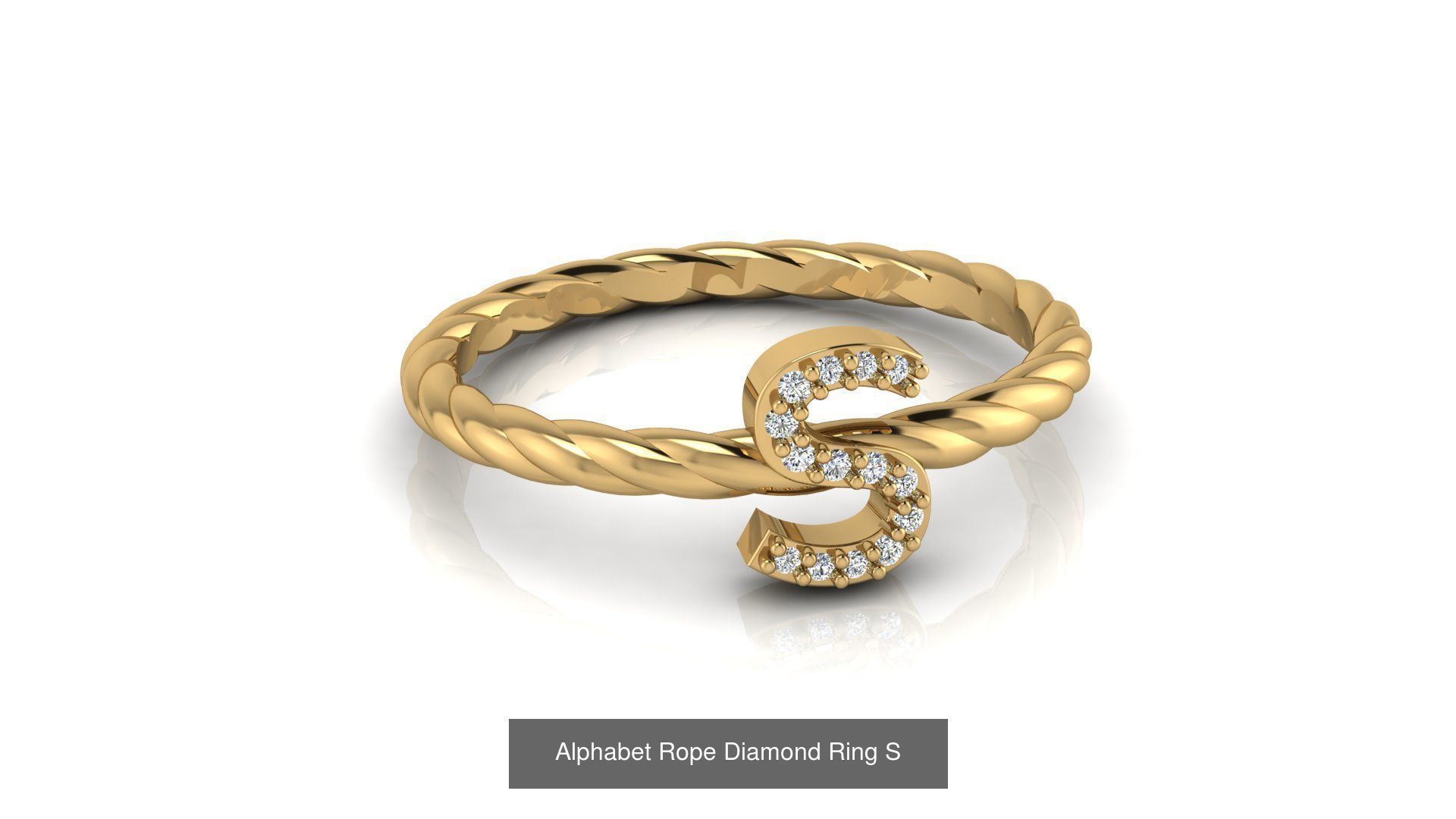 Alphabet Rope Diamond Ring  3D Model Collection_47