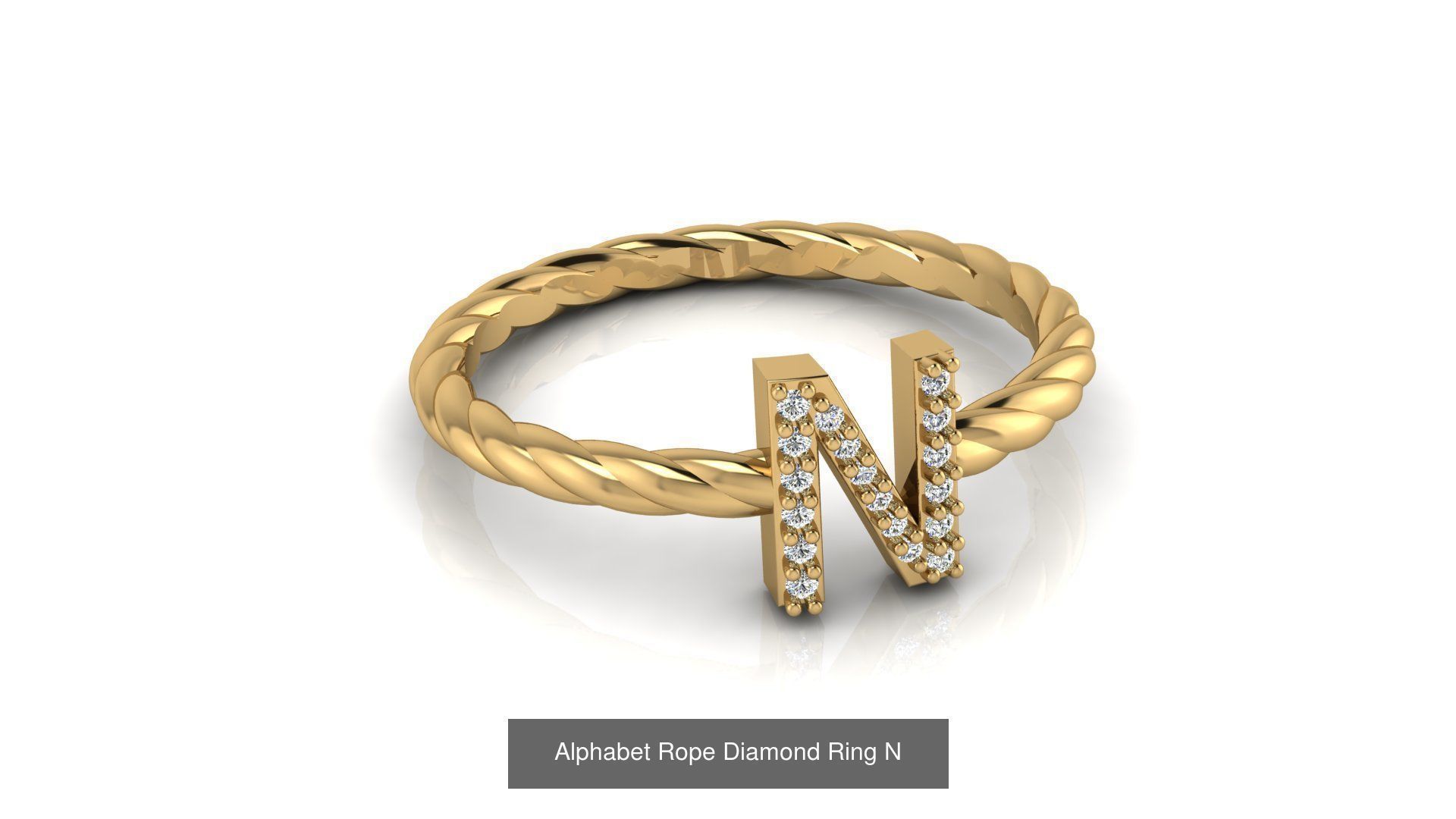 Alphabet Rope Diamond Ring  3D Model Collection_42