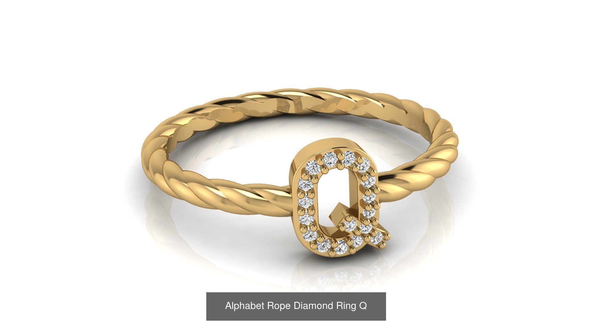 Alphabet Rope Diamond Ring  3D Model Collection_45