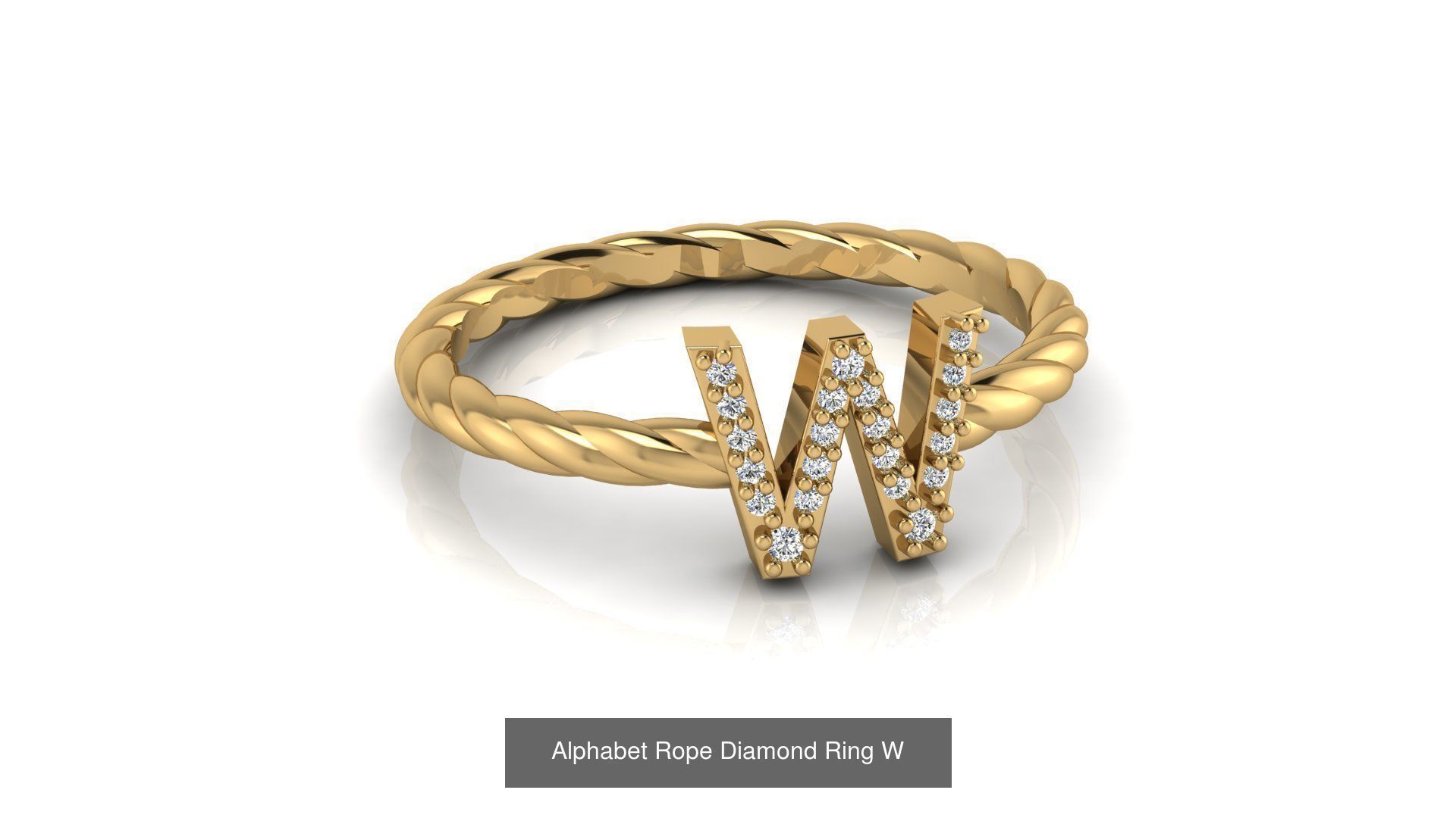 Alphabet Rope Diamond Ring  3D Model Collection_51