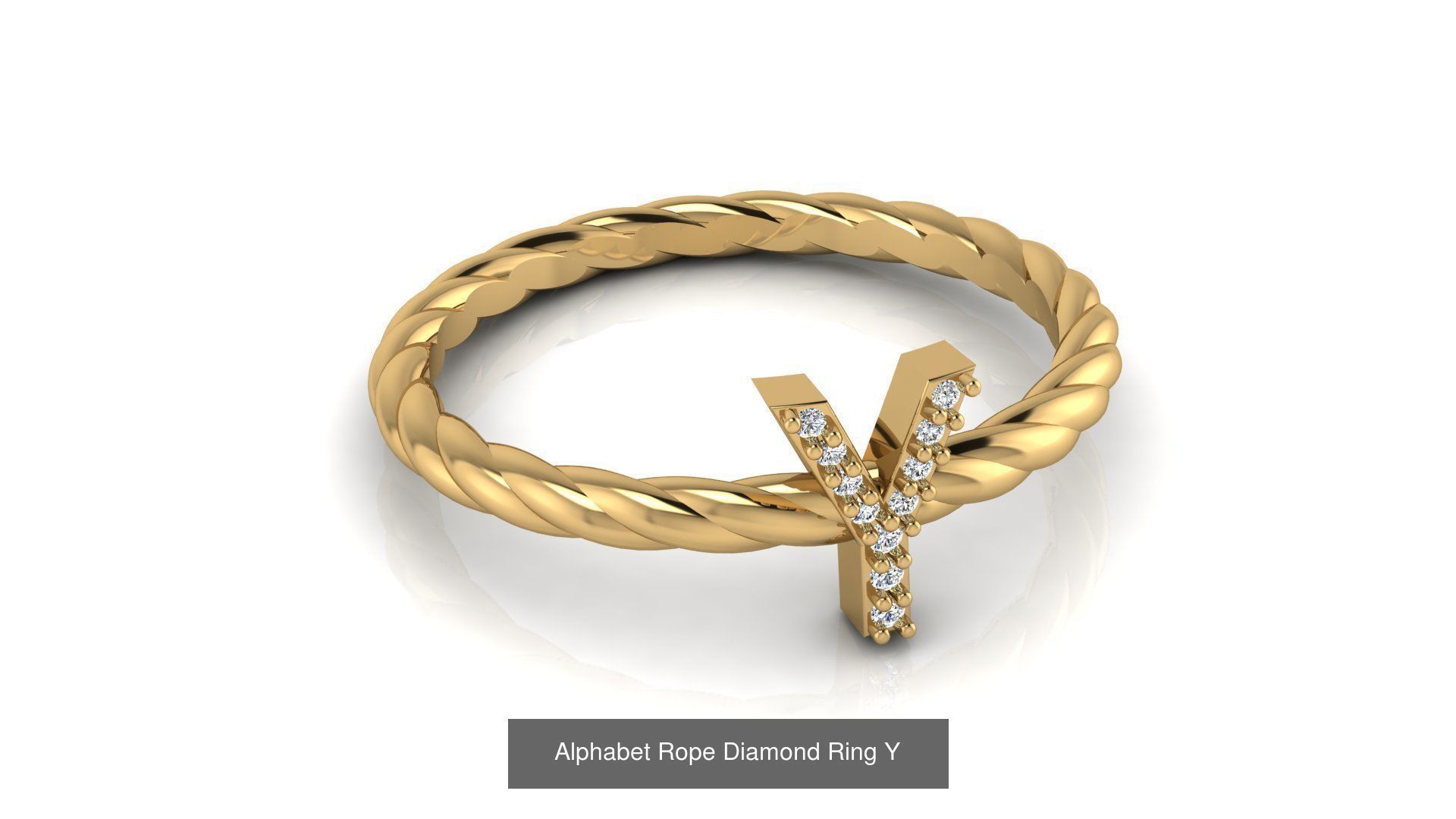 Alphabet Rope Diamond Ring  3D Model Collection_53