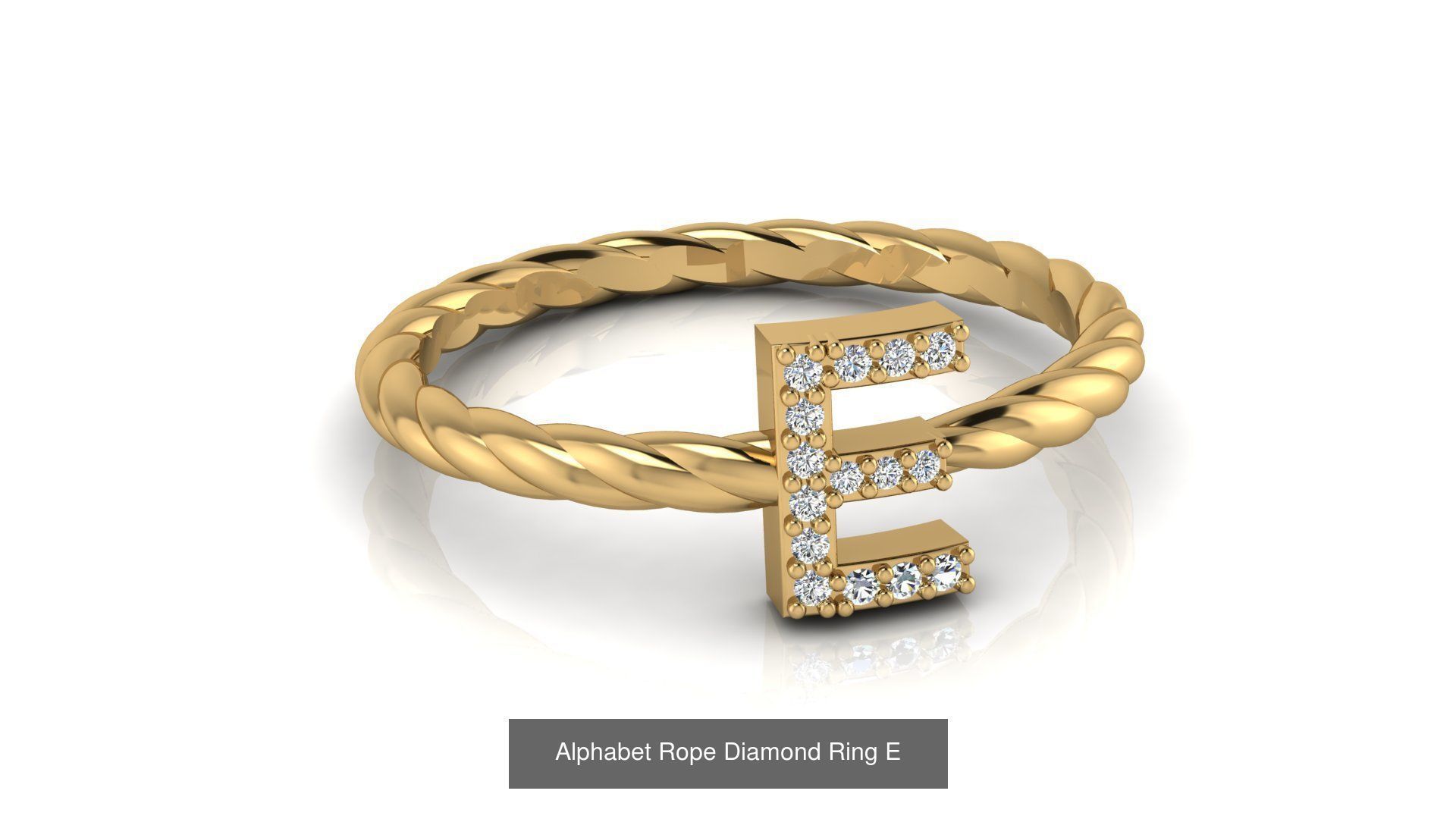 Alphabet Rope Diamond Ring  3D Model Collection_33
