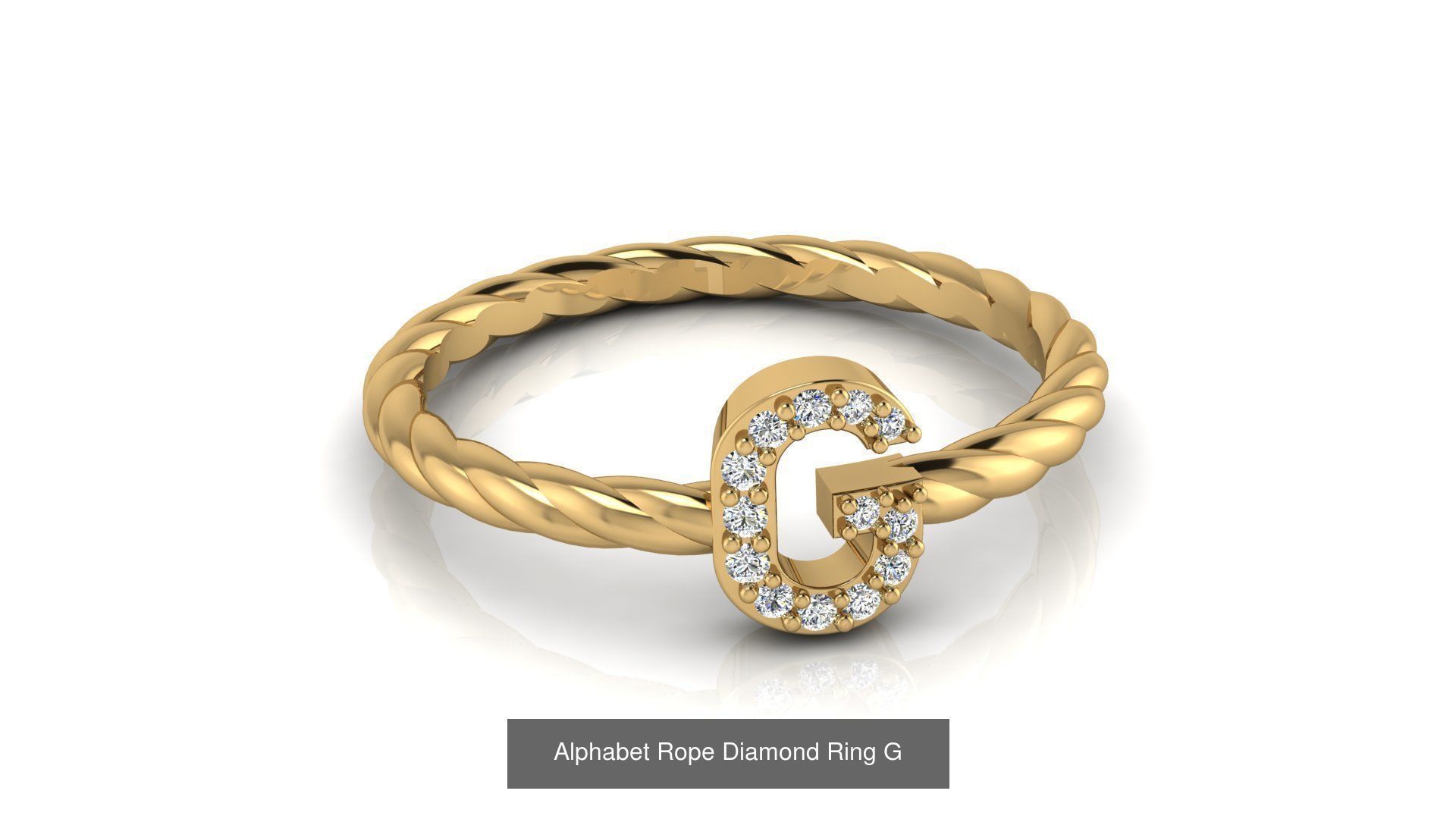 Alphabet Rope Diamond Ring  3D Model Collection_35