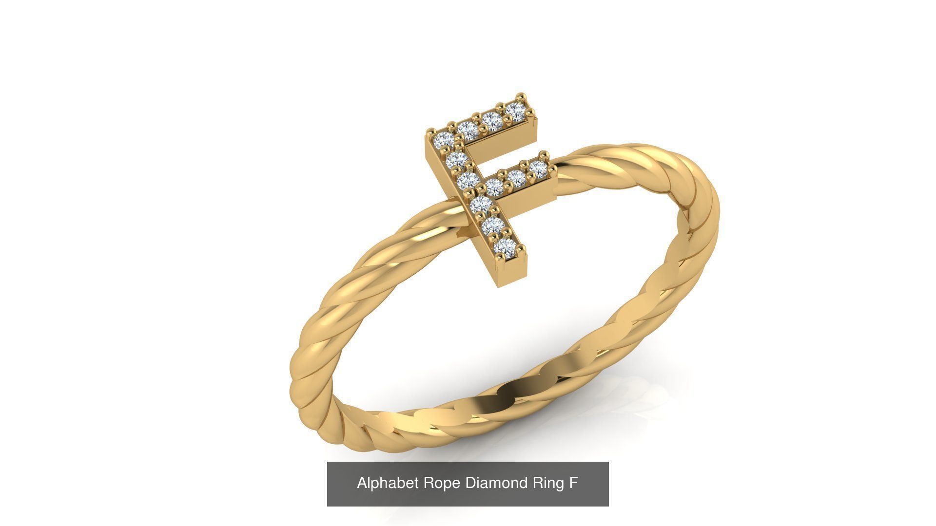 Alphabet Rope Diamond Ring  3D Model Collection_34