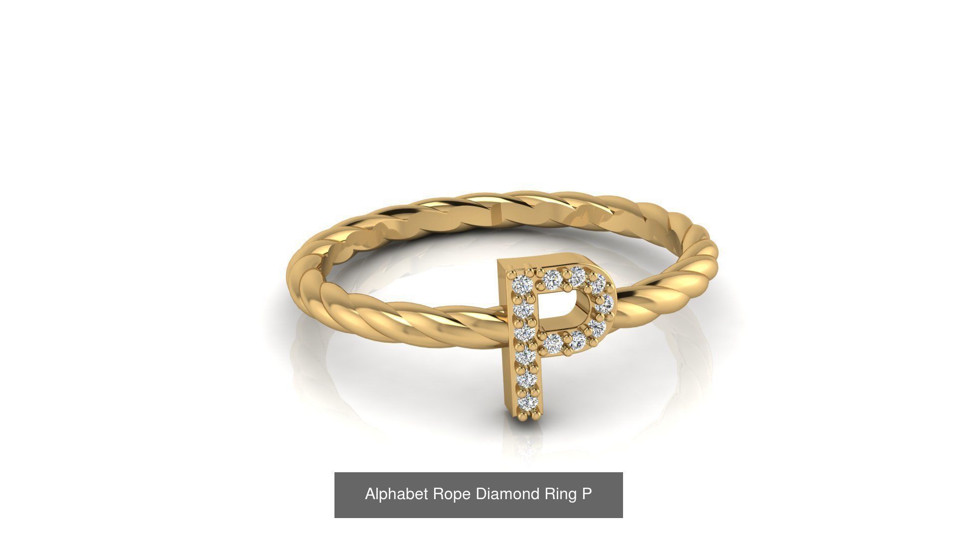 Alphabet Rope Diamond Ring  3D Model Collection_44