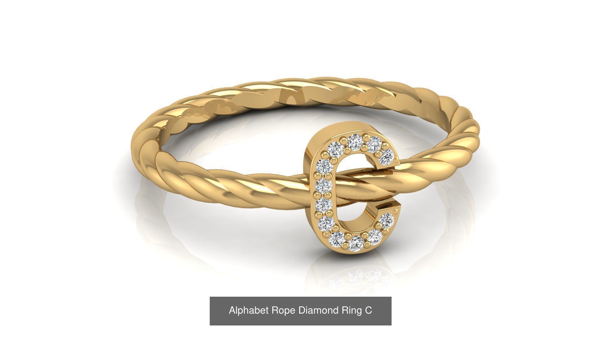 Alphabet Rope Diamond Ring  3D Model Collection_31