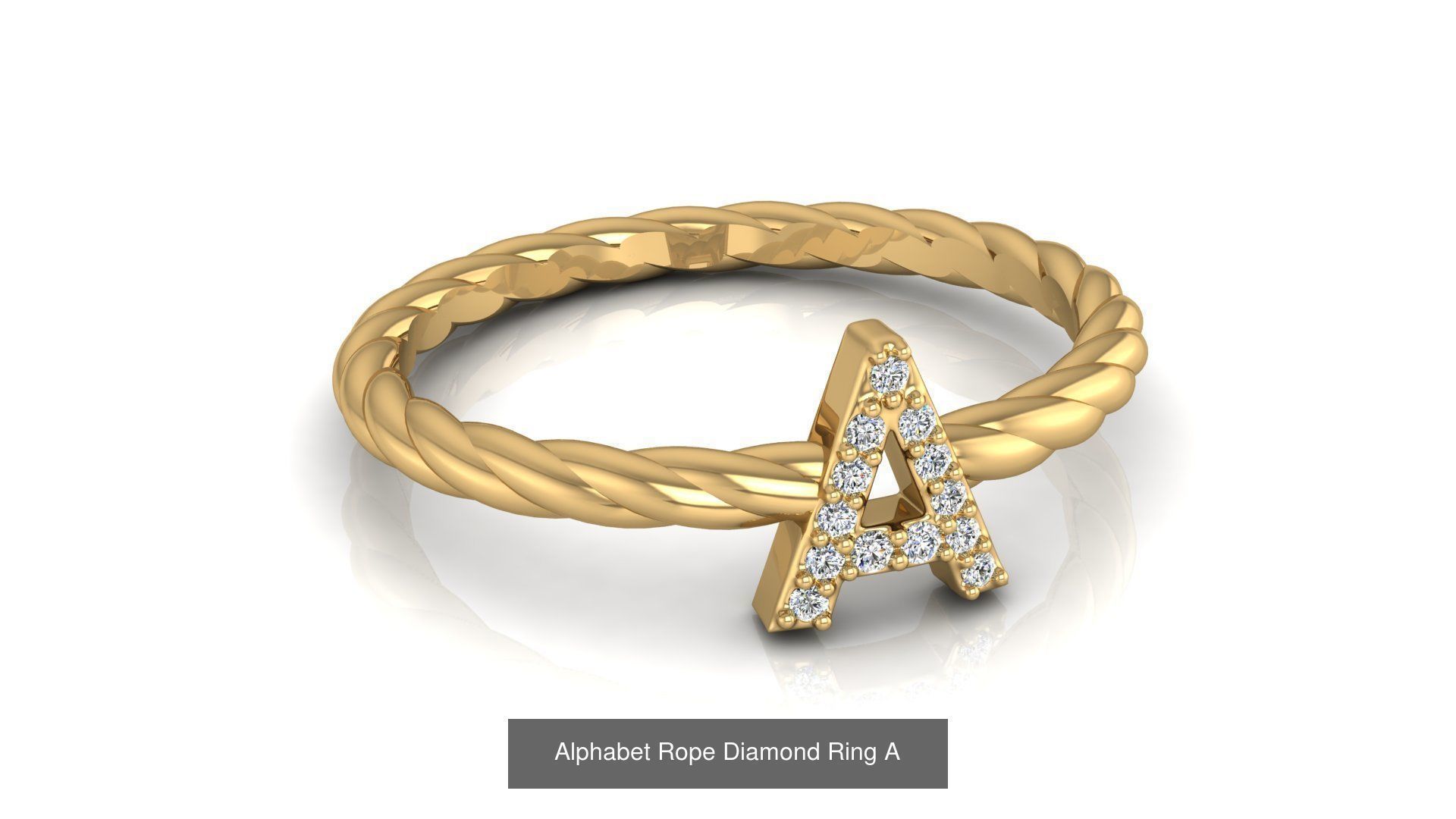 Alphabet Rope Diamond Ring  3D Model Collection_29