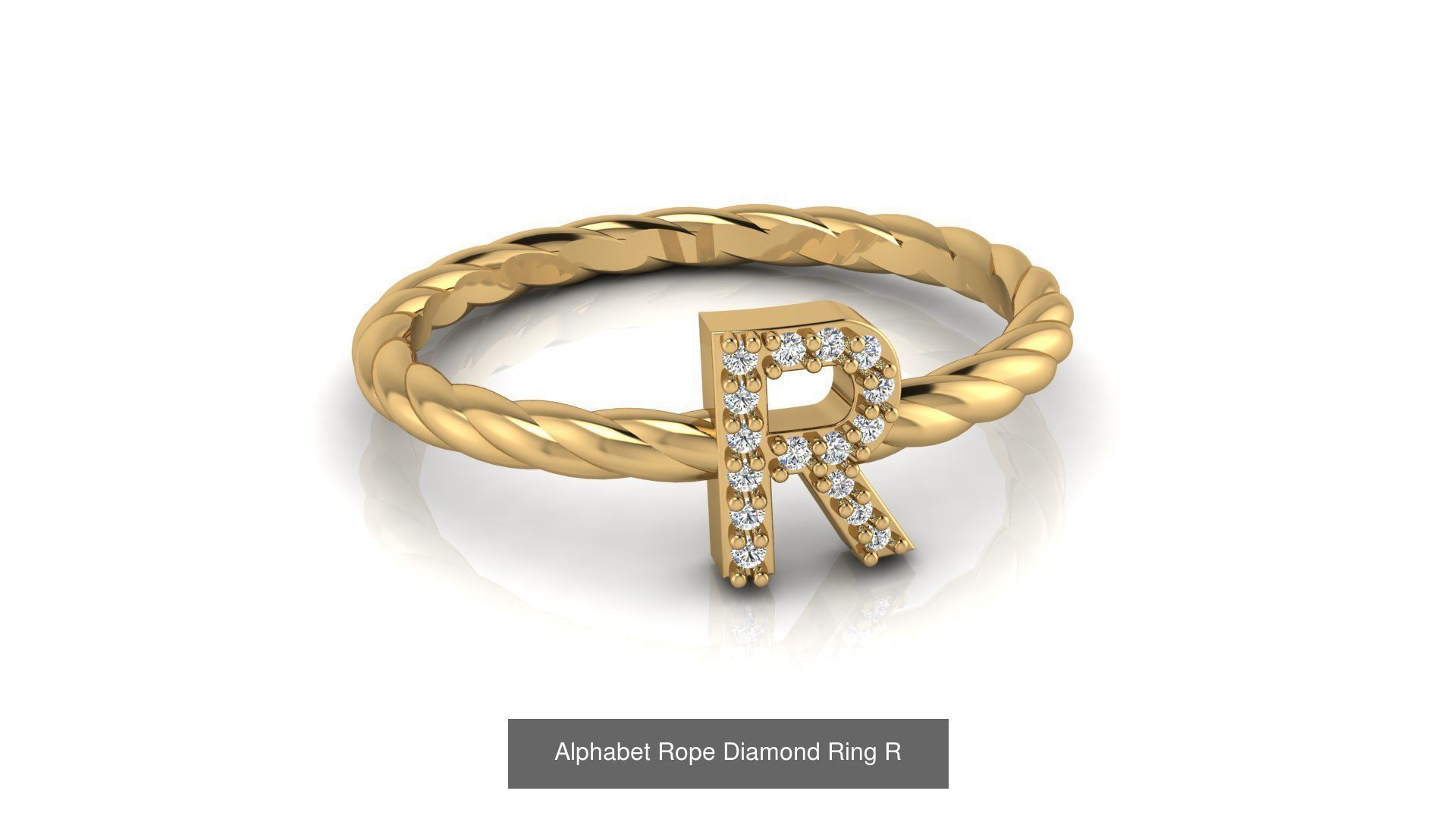 Alphabet Rope Diamond Ring  3D Model Collection_46