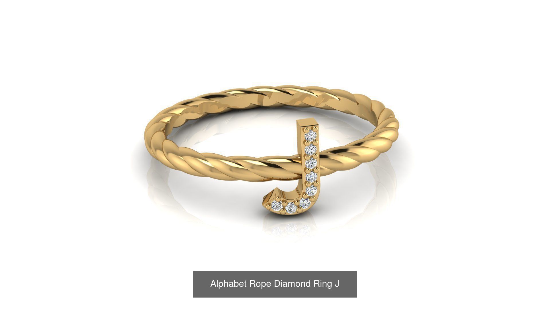 Alphabet Rope Diamond Ring  3D Model Collection_38