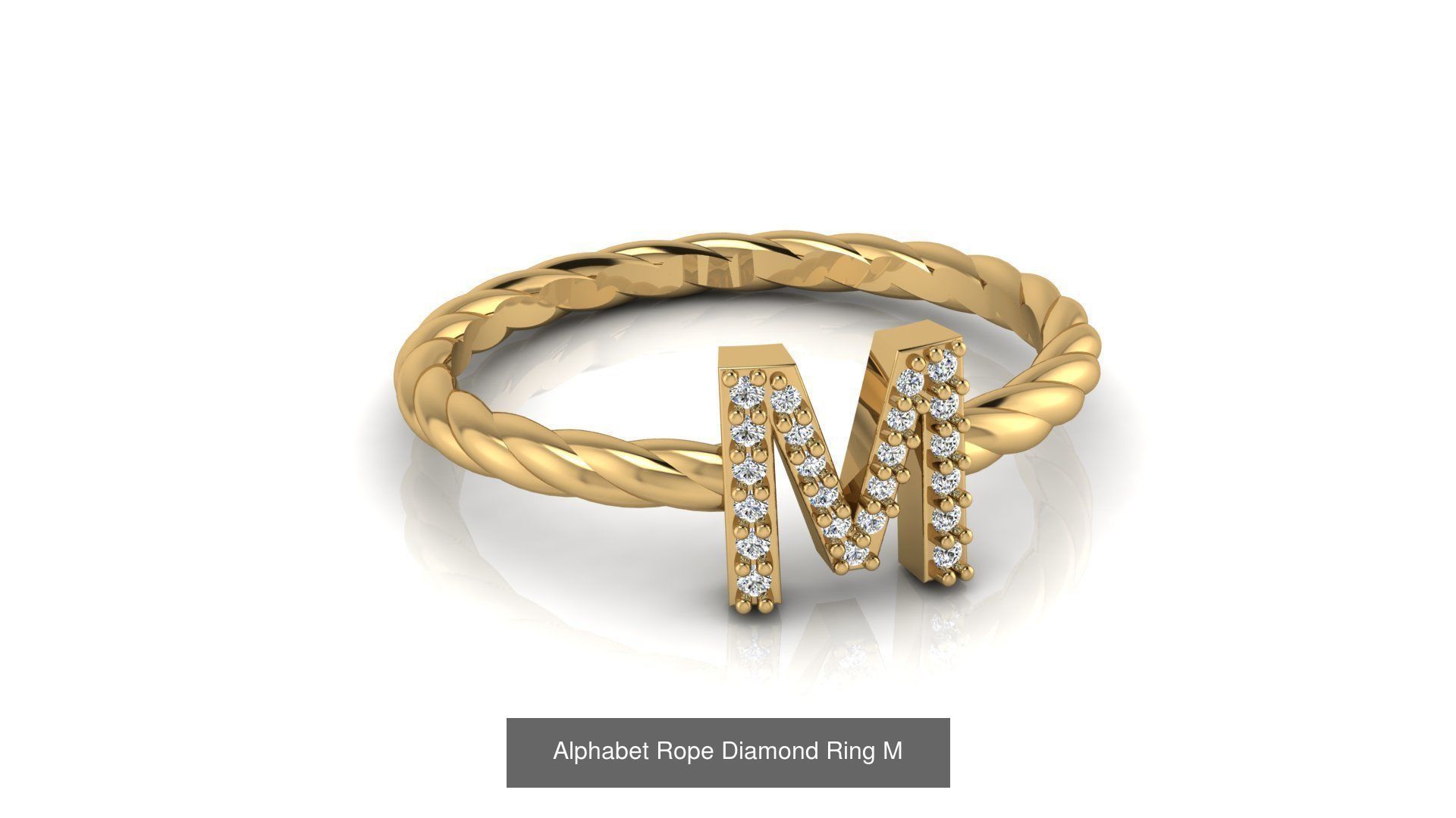 Alphabet Rope Diamond Ring  3D Model Collection_41