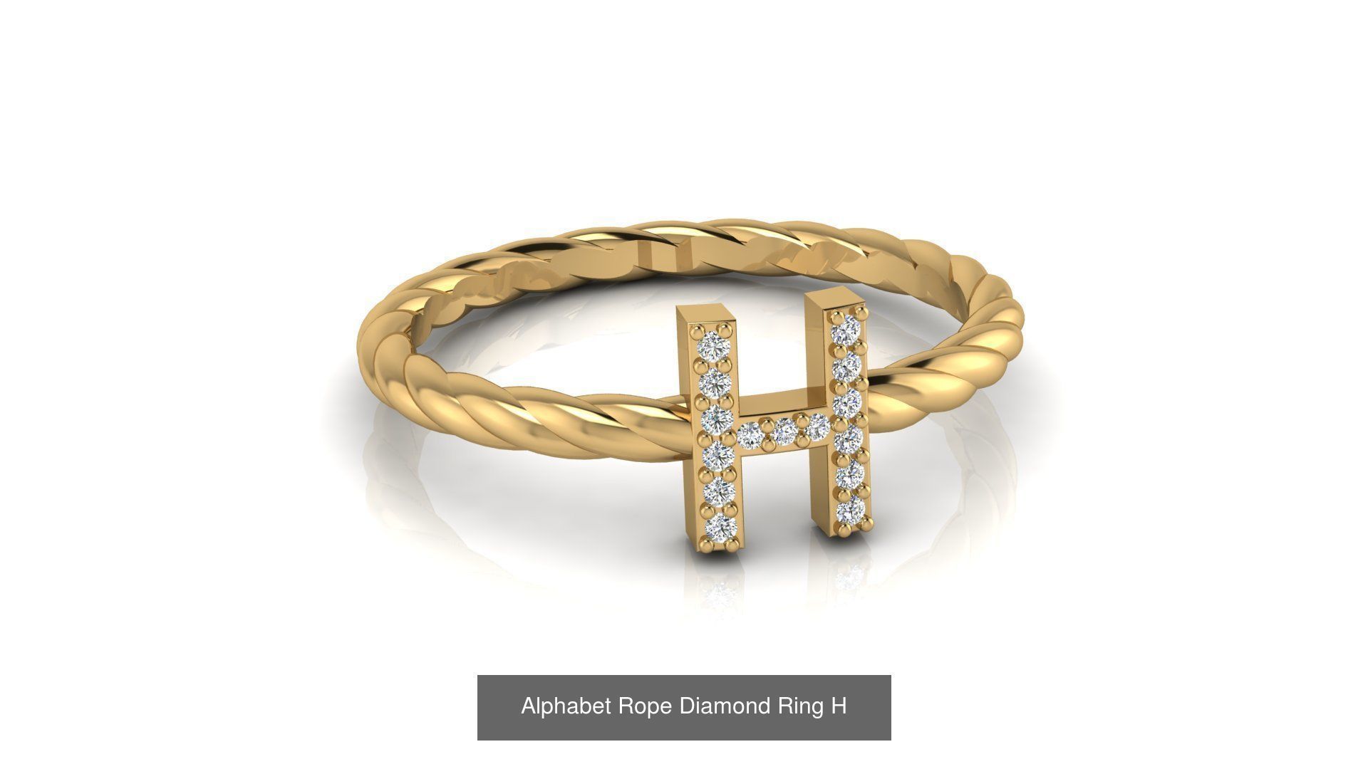 Alphabet Rope Diamond Ring  3D Model Collection_36