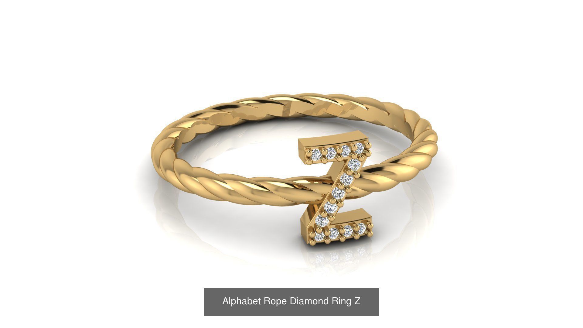 Alphabet Rope Diamond Ring  3D Model Collection_54
