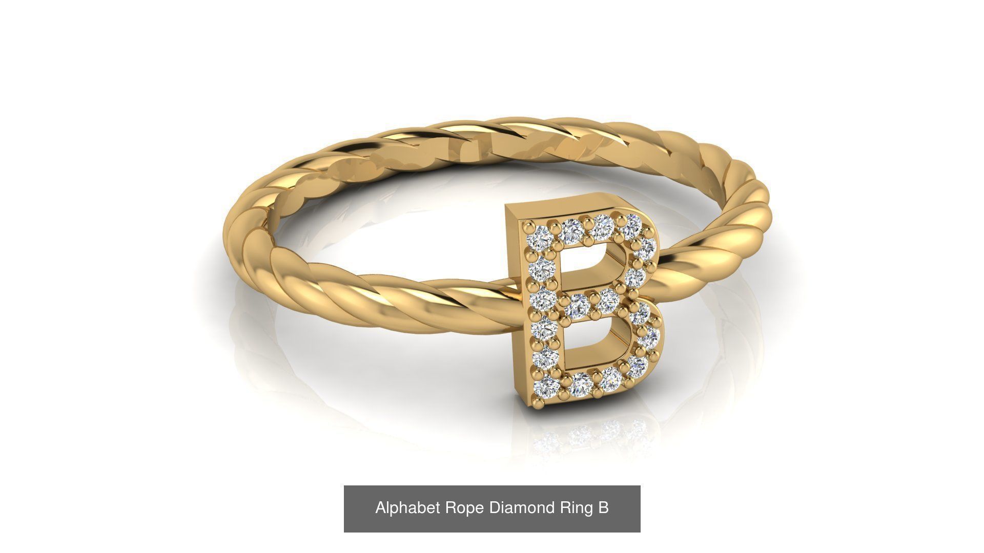 Alphabet Rope Diamond Ring  3D Model Collection_30