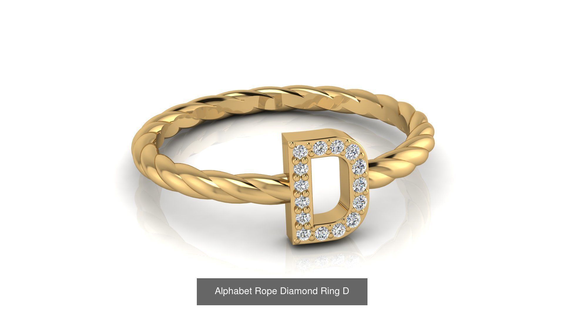 Alphabet Rope Diamond Ring  3D Model Collection_32