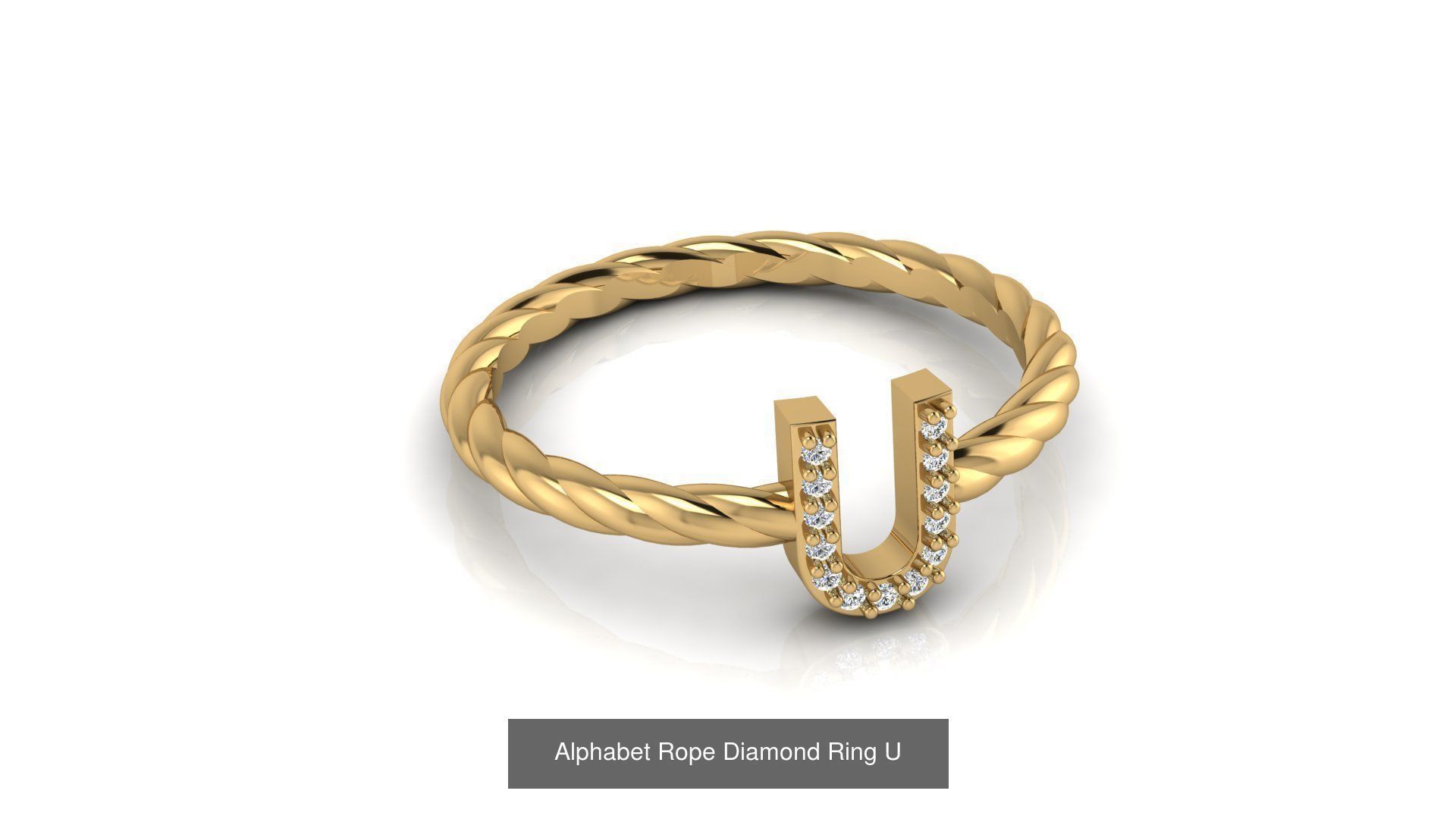 Alphabet Rope Diamond Ring  3D Model Collection_49