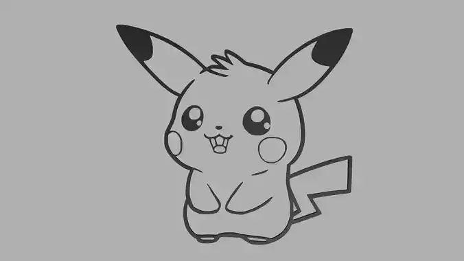 Pikachu Wall Silhouette 01 3D print model