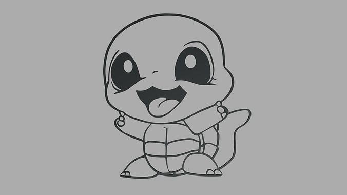 Squirtle Wall Silhouette 01 3D print model