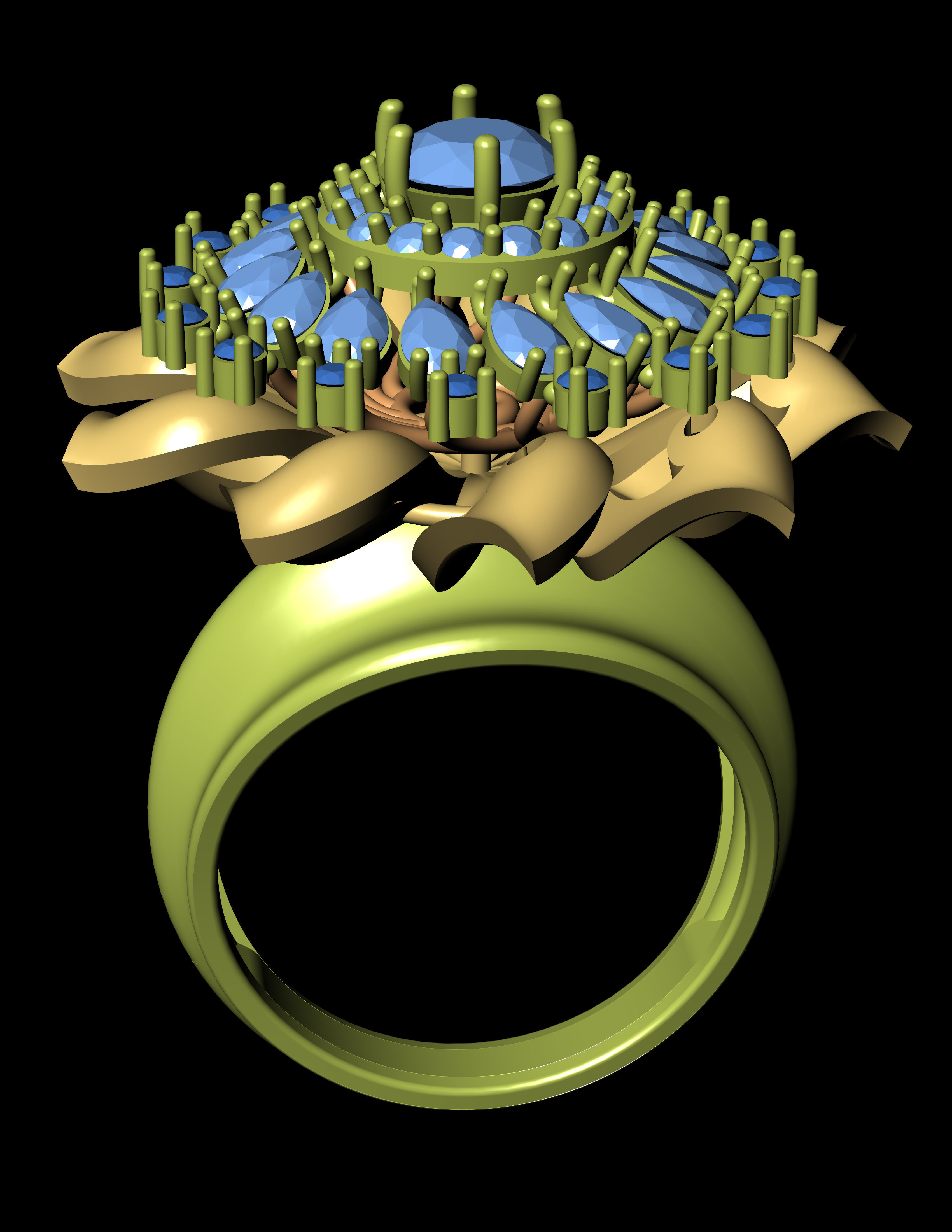 Women Cocktail Ring 3D print model 3D print model_2