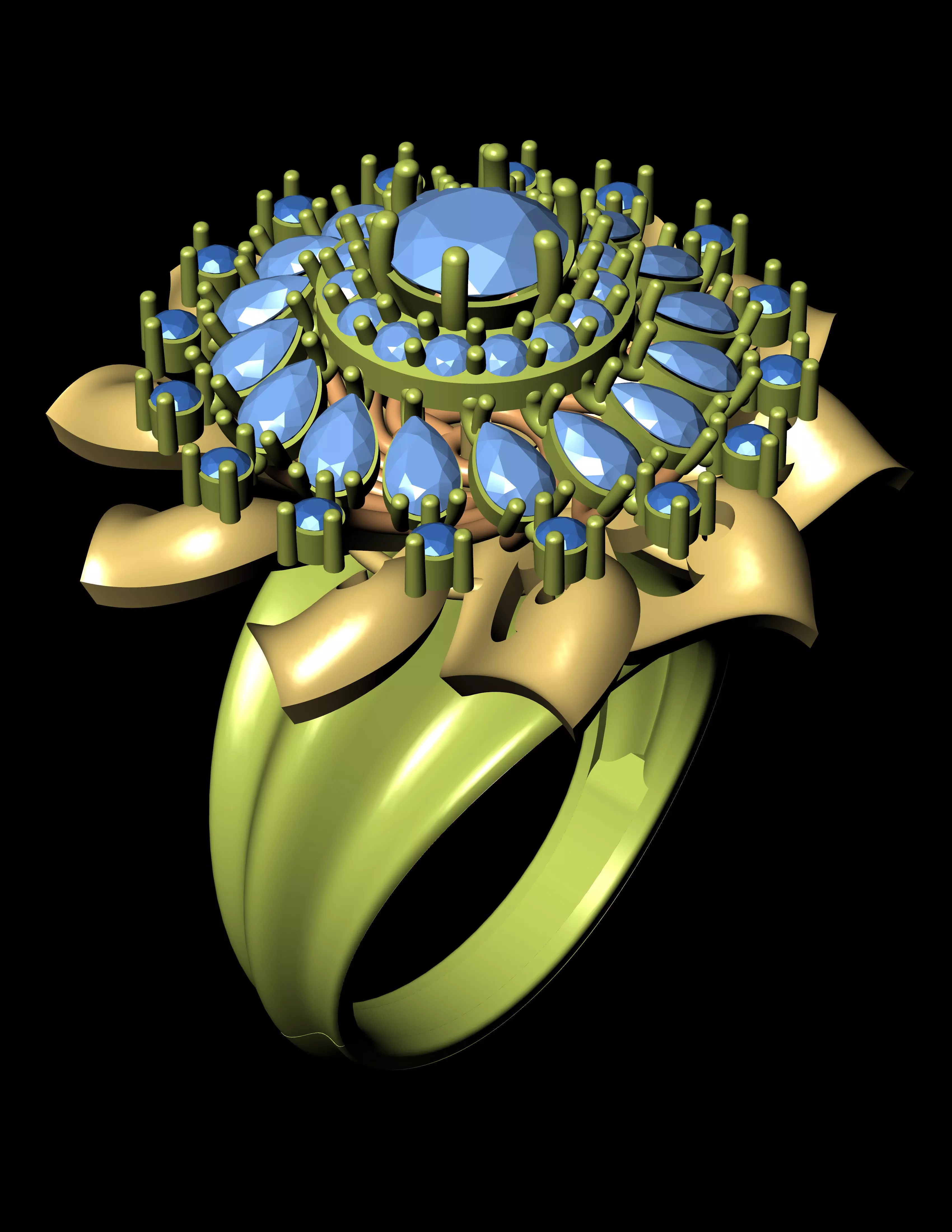 Women Cocktail Ring 3D print model 3D print model_0