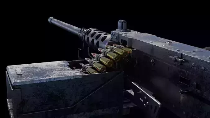 Browning M2 Mounted Machine Gun - Procedurally Animated 3D model