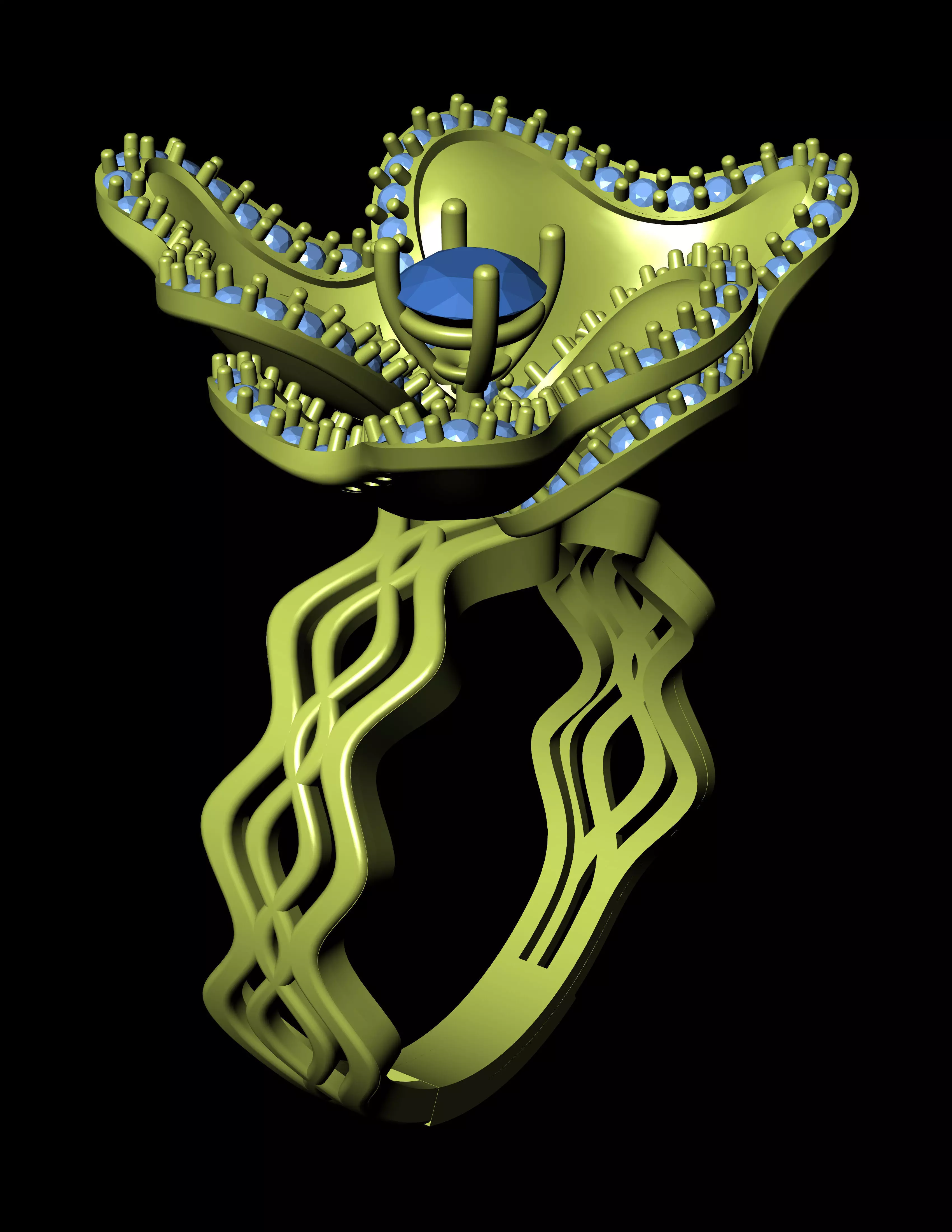 Women Cocktail Ring 3D print model 3D print model_0