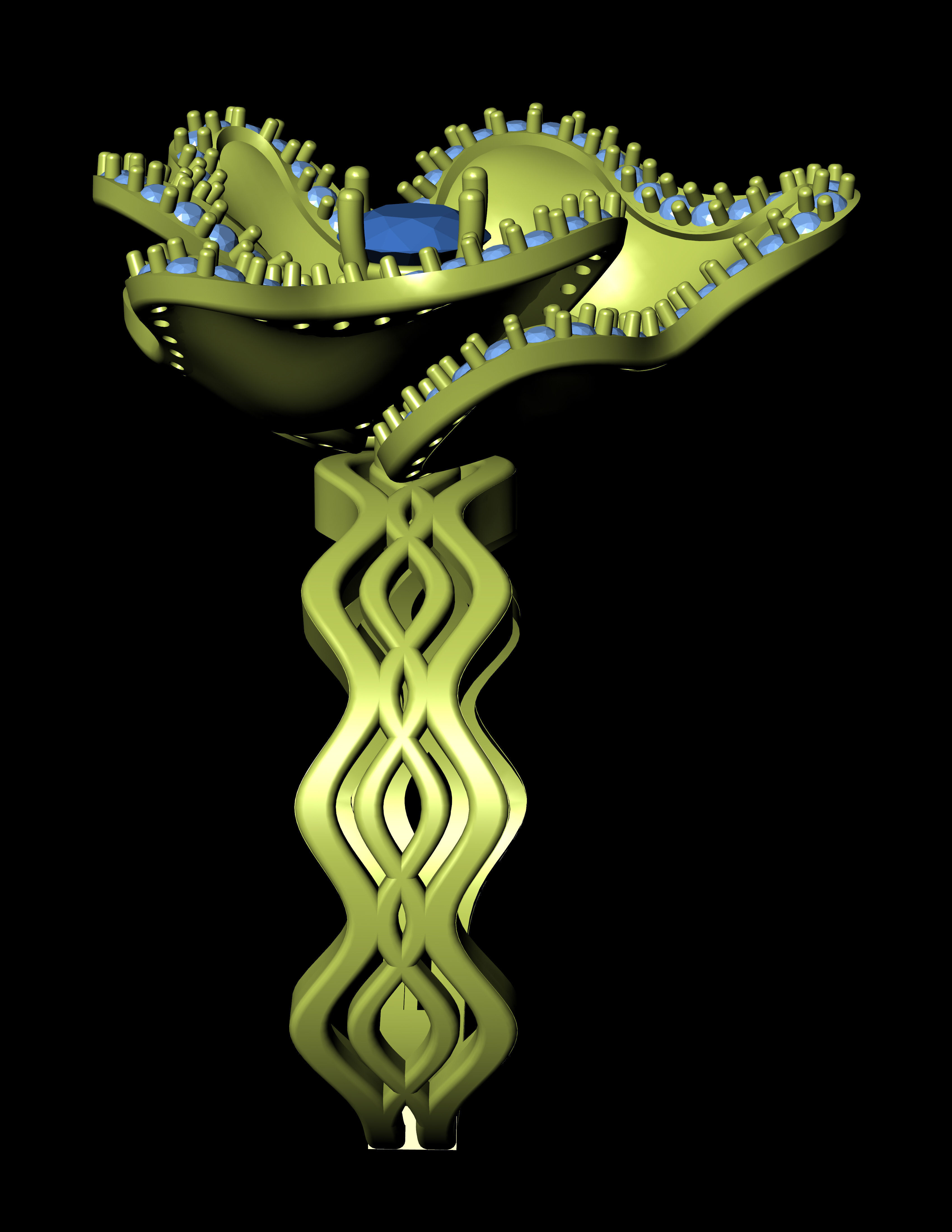 Women Cocktail Ring 3D print model 3D print model_3