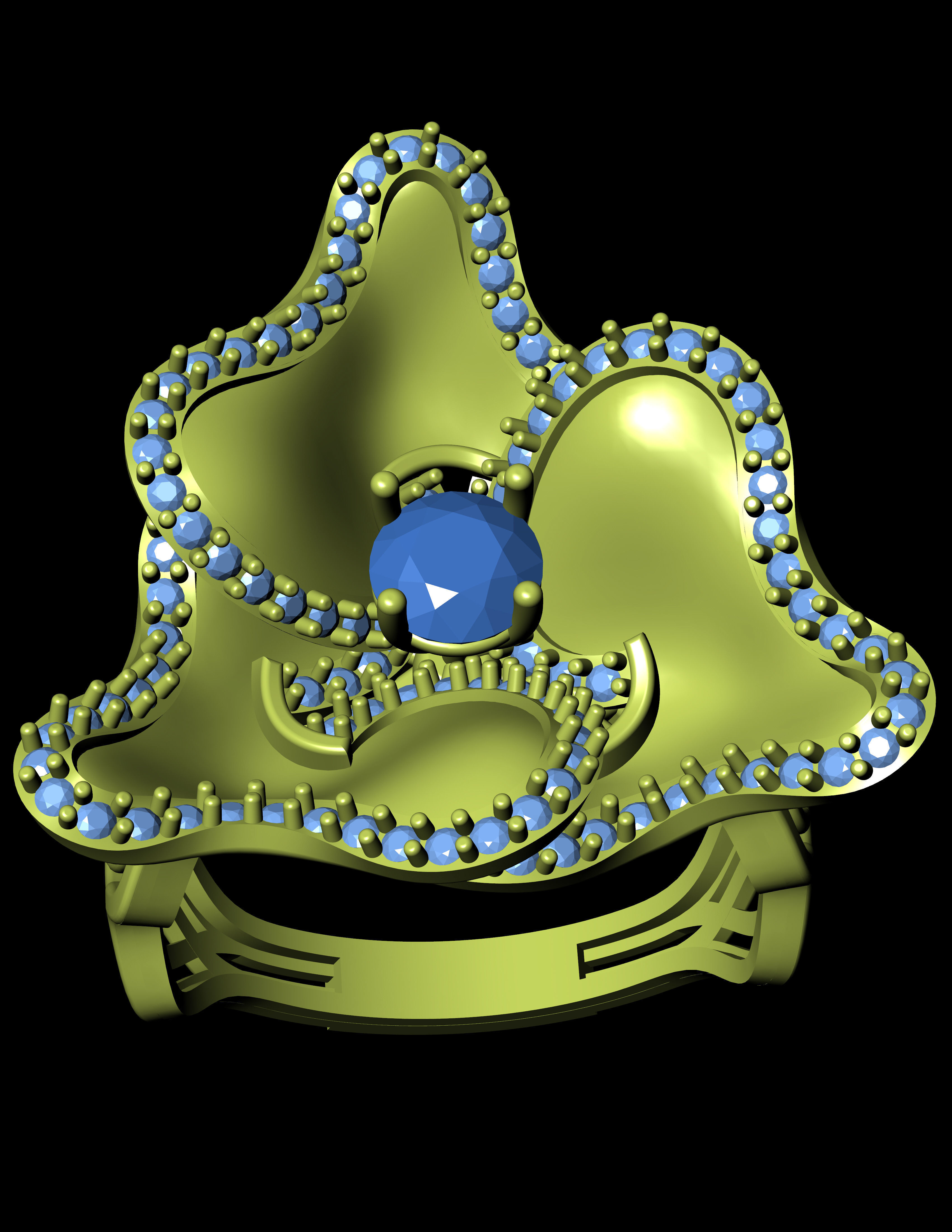 Women Cocktail Ring 3D print model 3D print model_2