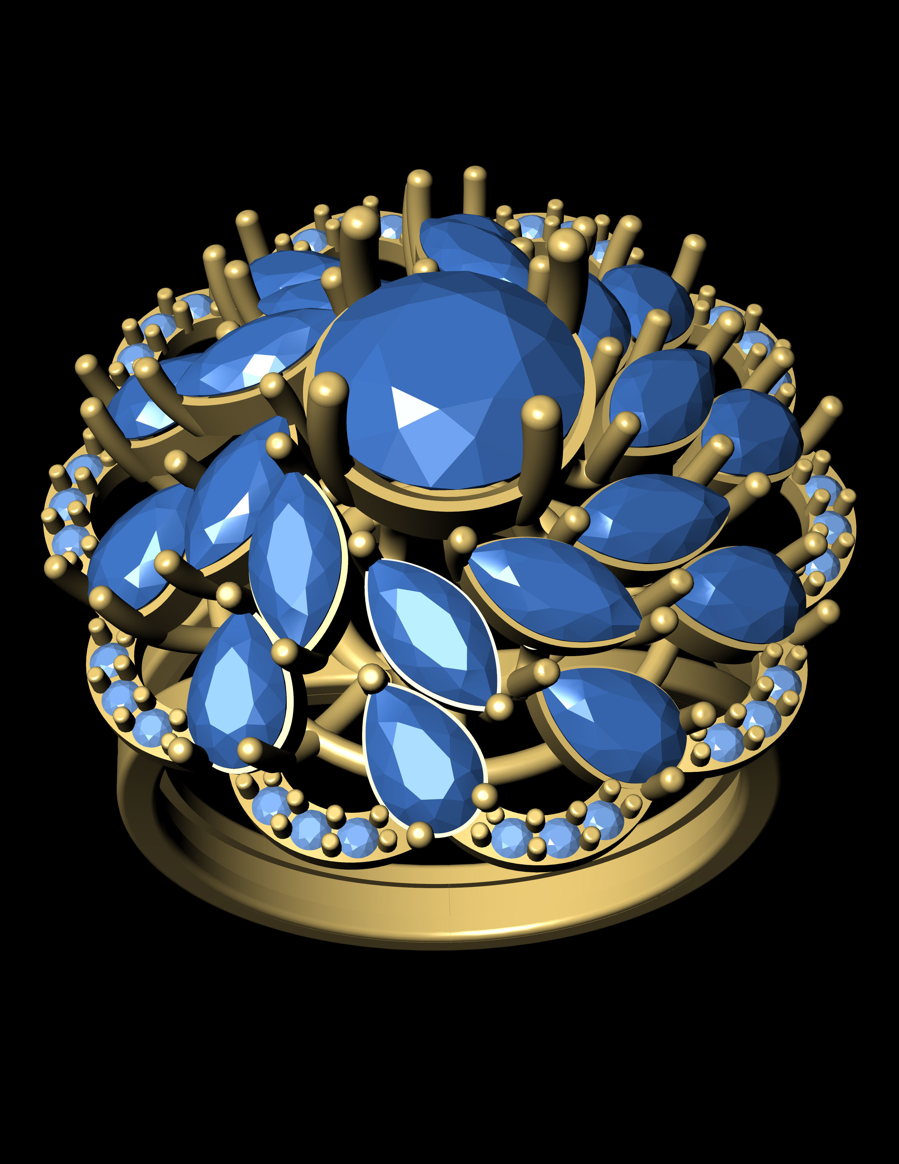 Women Cocktail Ring 3D print model 3D print model_2